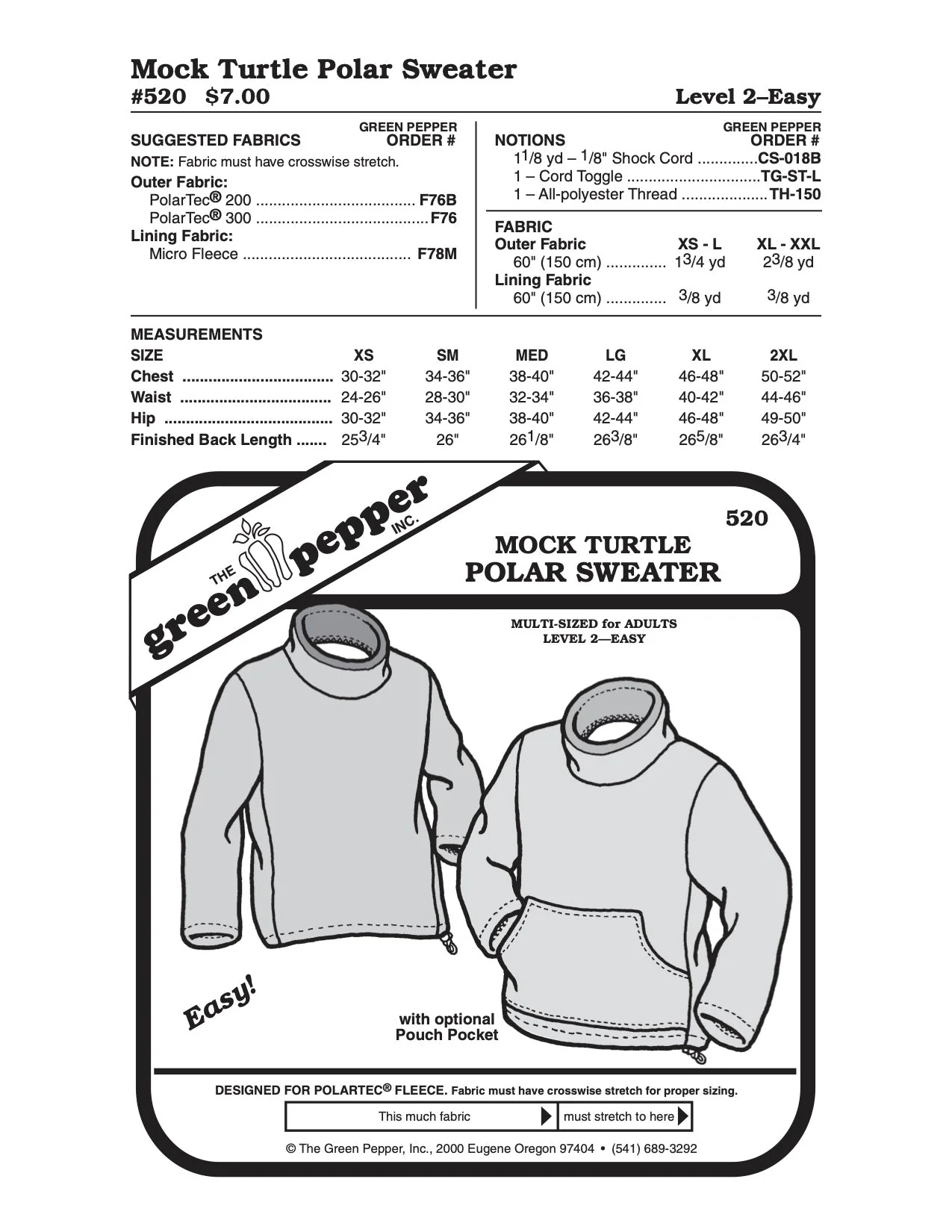 Adult’s Mock Turtle Polar Sweater Pattern - 520 - The Green Pepper Patterns - Image 2