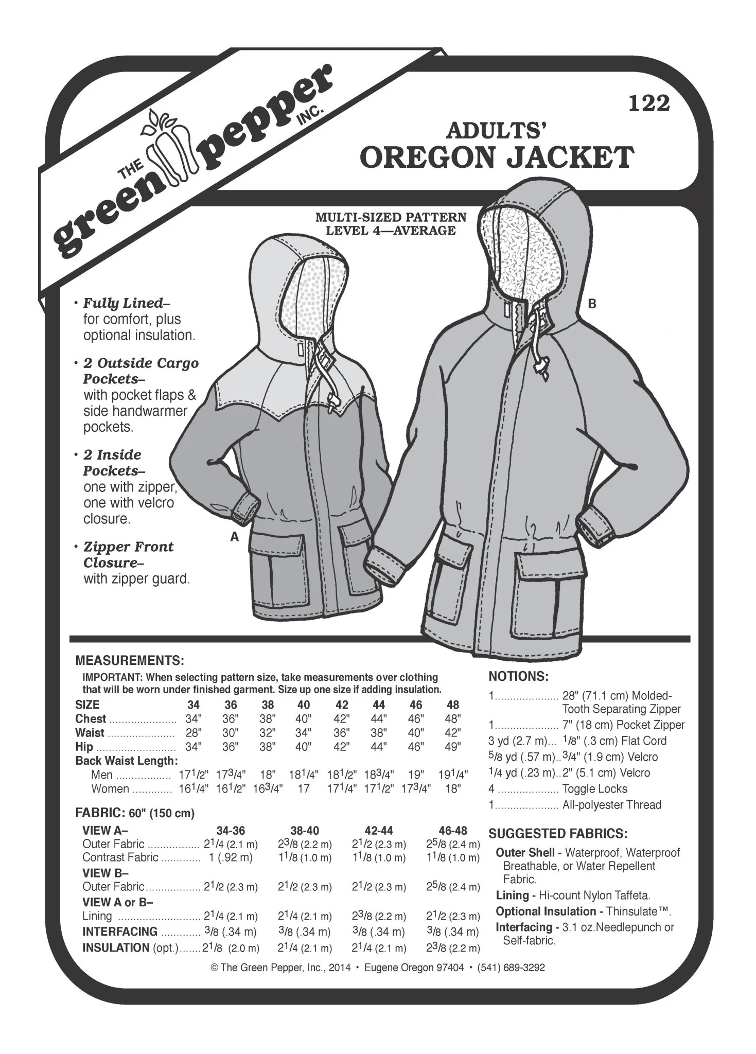 Adult’s Oregon Jacket PDF Pattern - 122 - The Green Pepper Patterns - Image 2