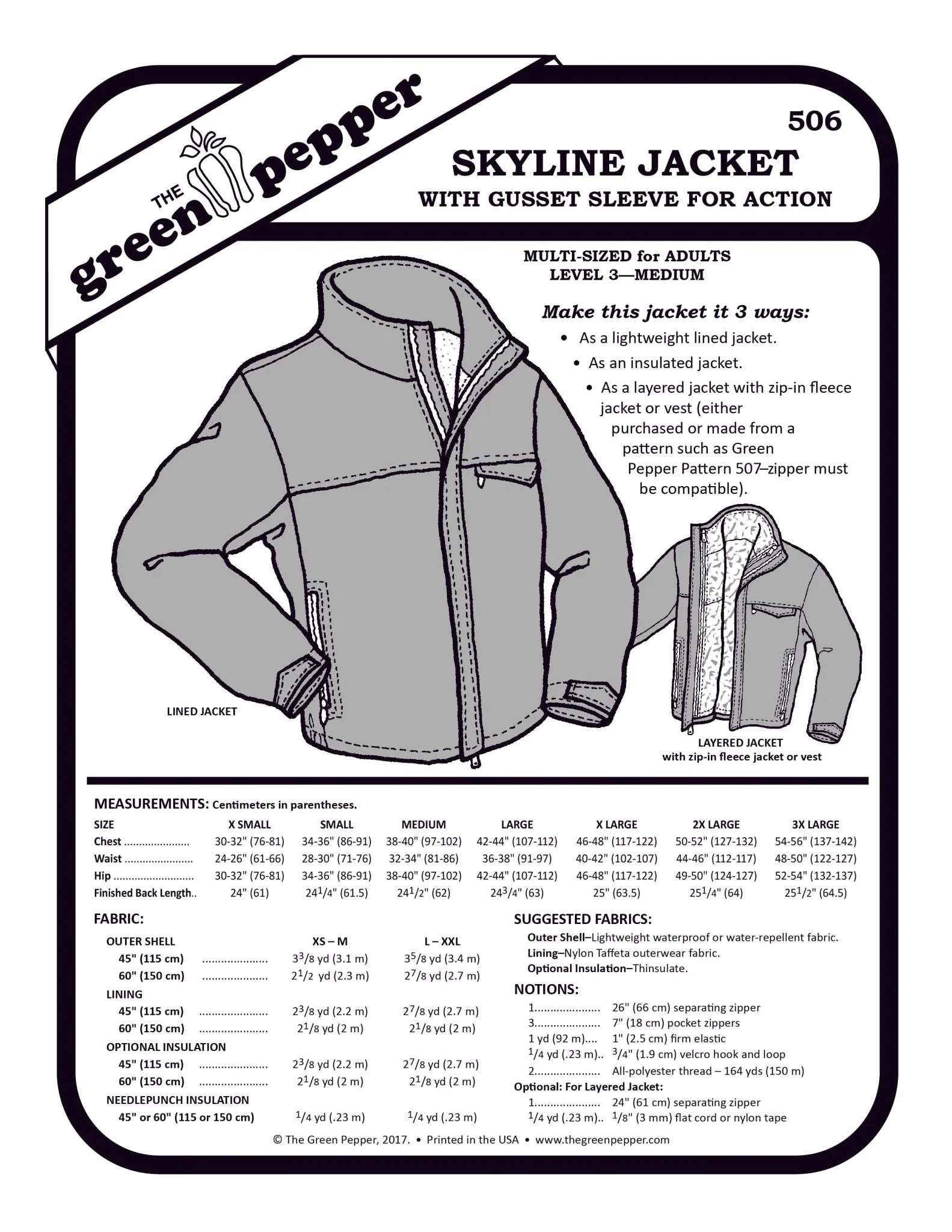 Adult’s Skyline Jacket PDF Pattern - 506 - The Green Pepper Patterns - Image 2