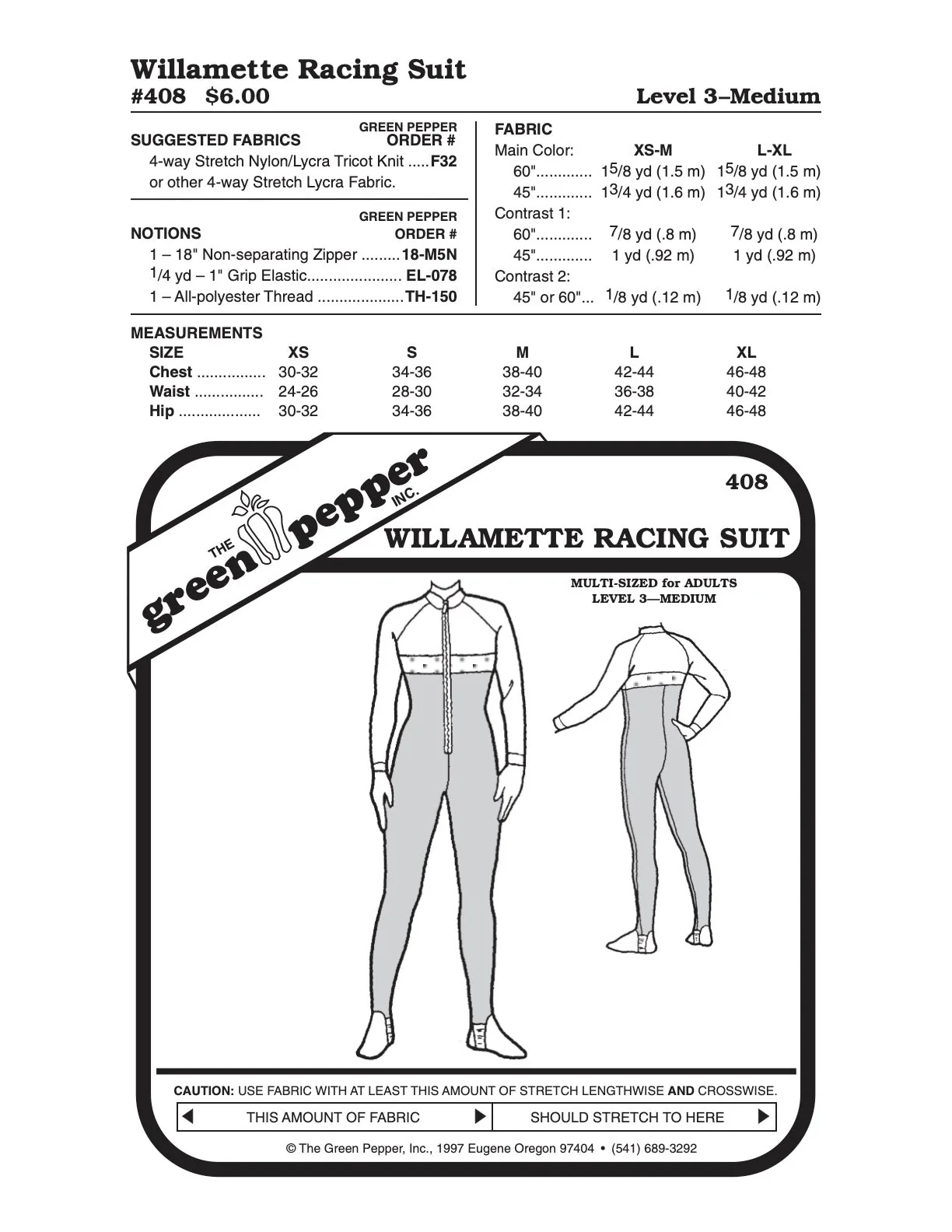 Adult’s Willamette Racing Suit Pattern - 408 - The Green Pepper Patterns - Image 2