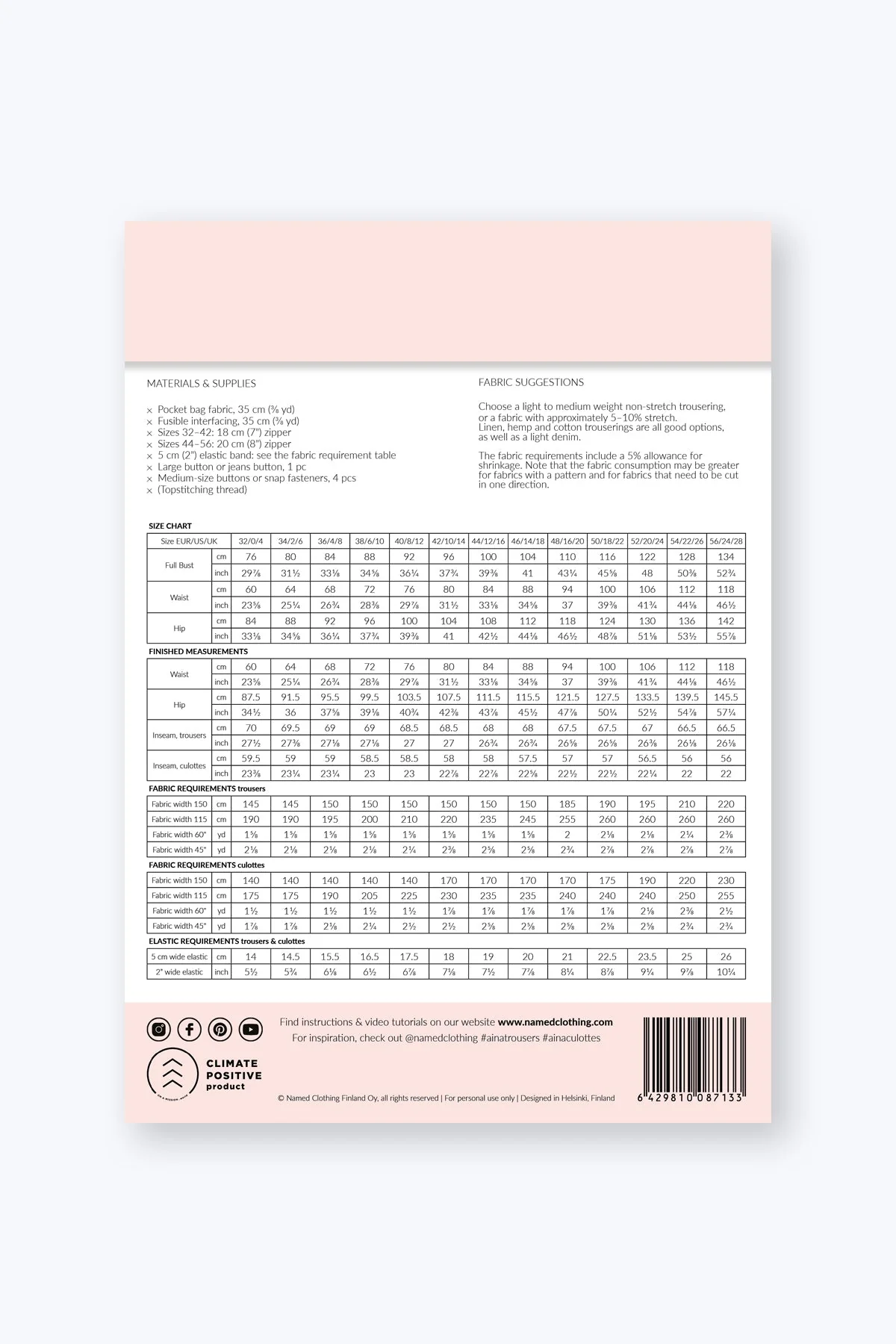 Aina Trousers & Culottes - PDF Pattern - Named Clothing - Image 11