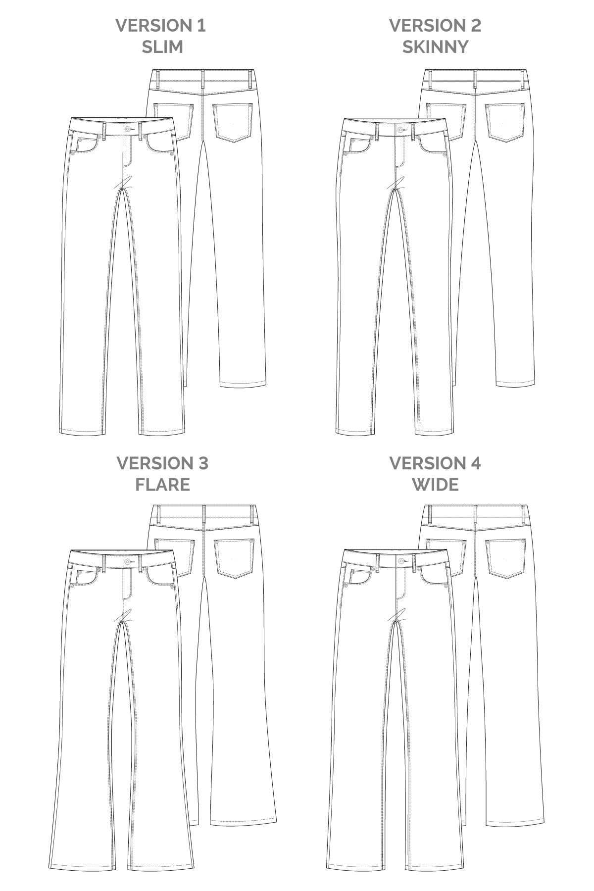 Ash Jeans (4 in 1!) - Megan Nielsen Patterns - Sewing Pattern - Image 29