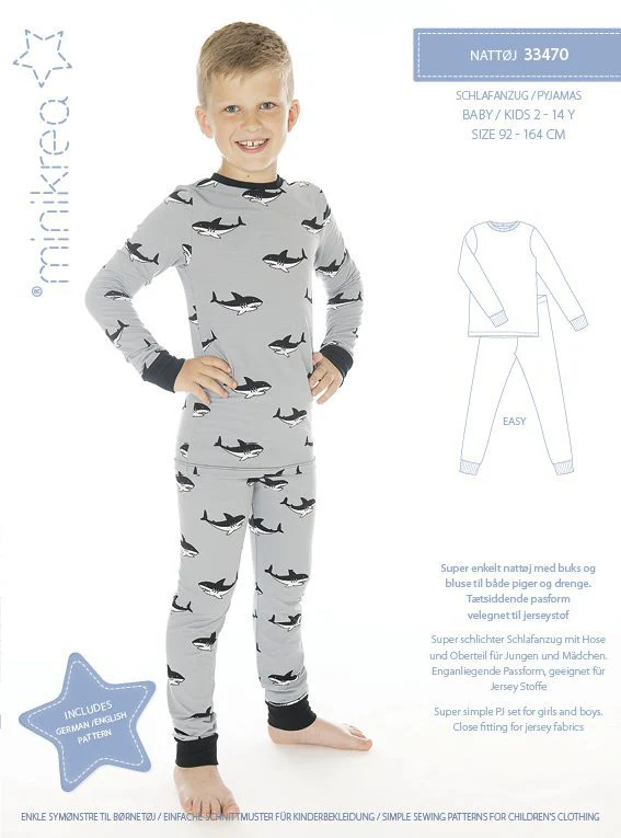 Baby / Kids Pyjamas - Minikrea - Pattern - 2-12 Years