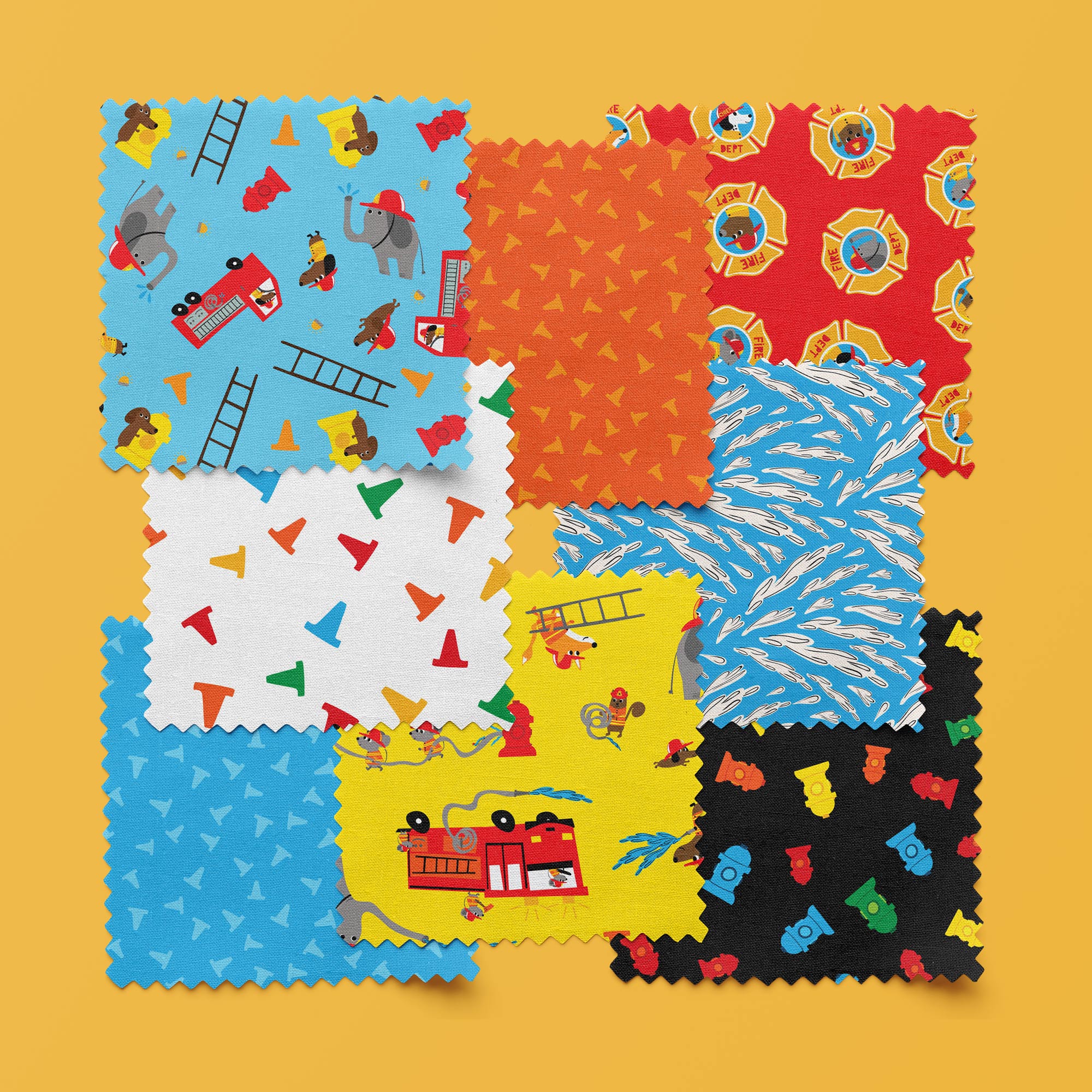 Caution - Red - Fire! Fire! Fire! - Loo McNulty - Cloud 9 Fabrics - Poplin - Image 4