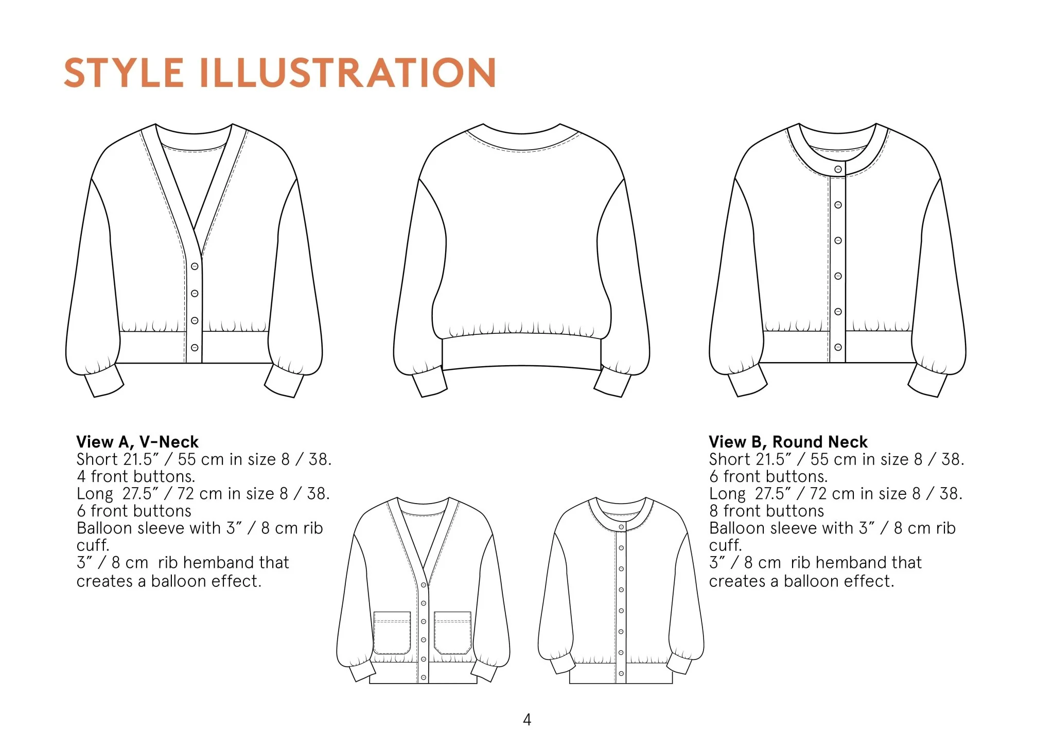 Balloon Cardigan Womens Paper Pattern - Wardrobe by Me - Image 6