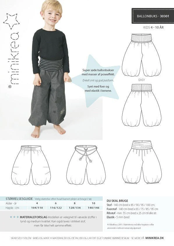 Balloon Pants -  Minikrea - Pattern - 4-10 yr - Image 2