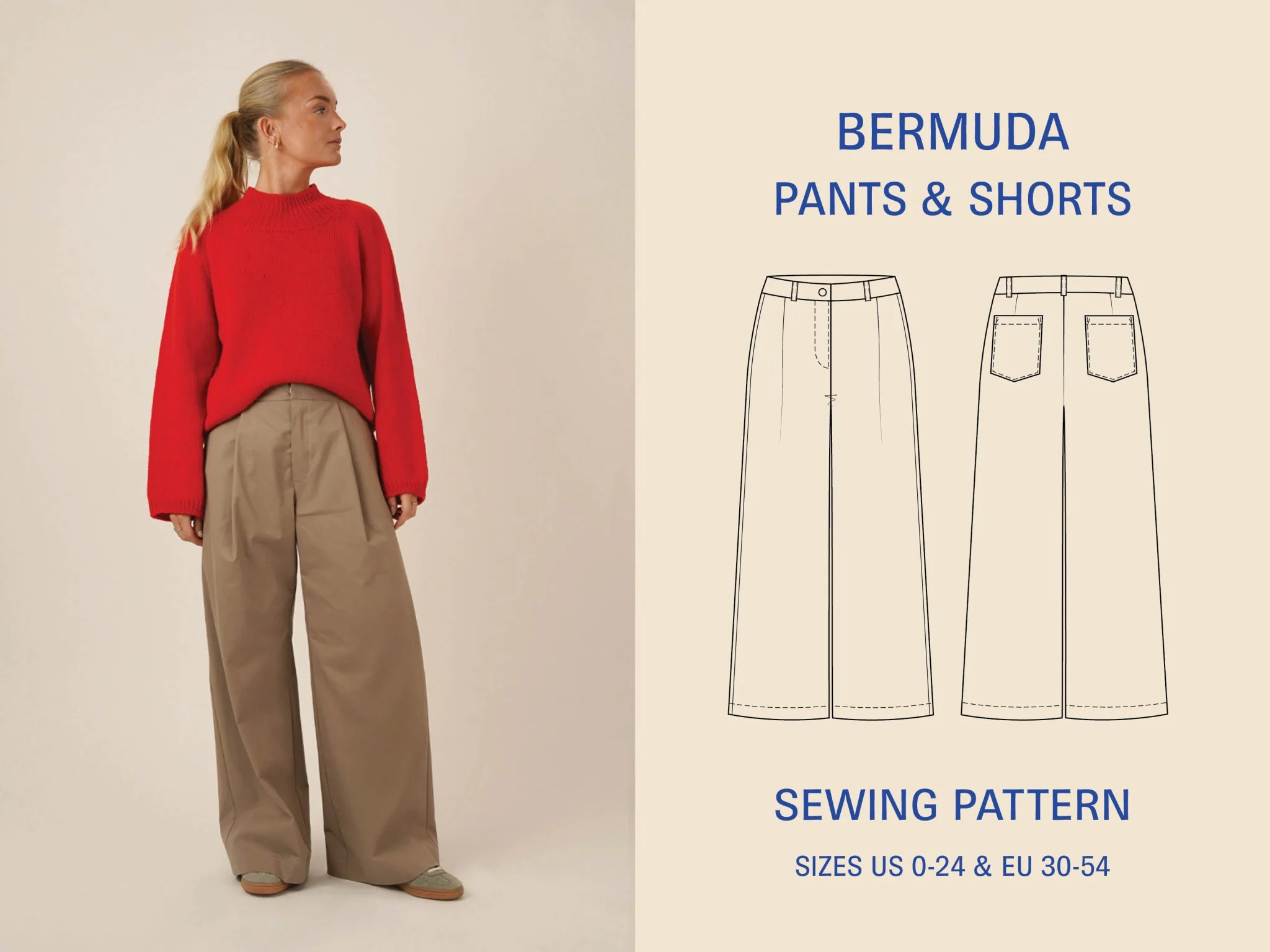 Bermuda Pants & Shorts Womens Paper Pattern - Wardrobe by Me