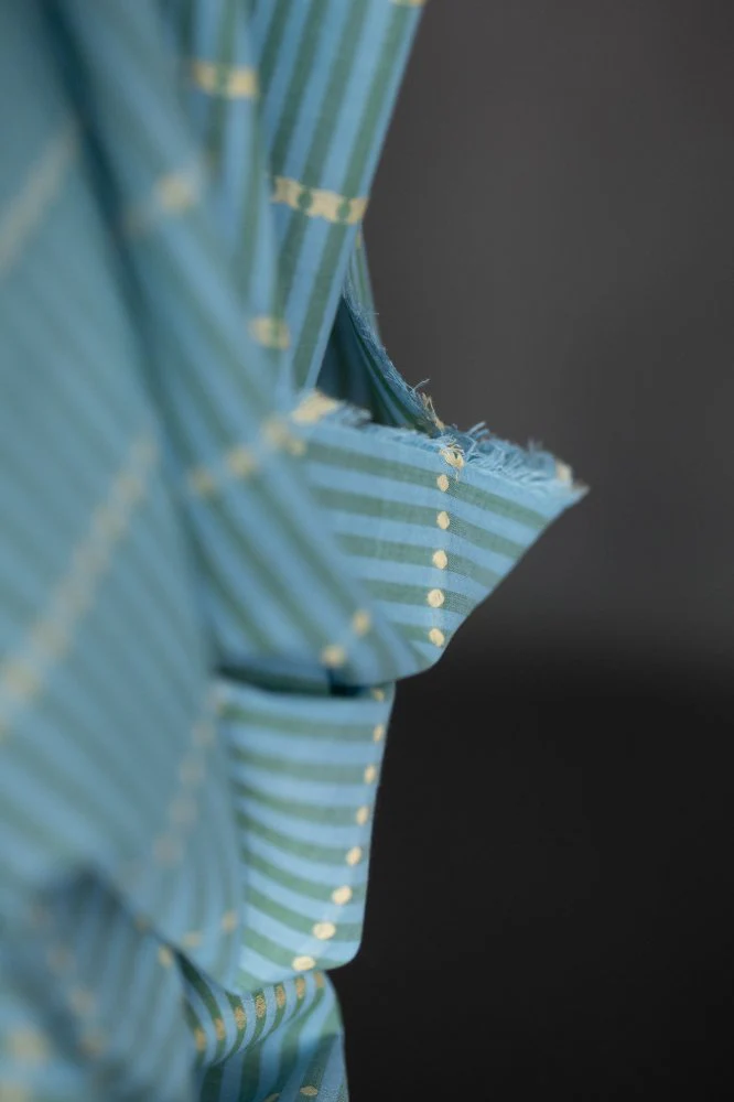 Blue/Green Lumiere Indian Striped Cotton - Merchant & Mills - Image 2