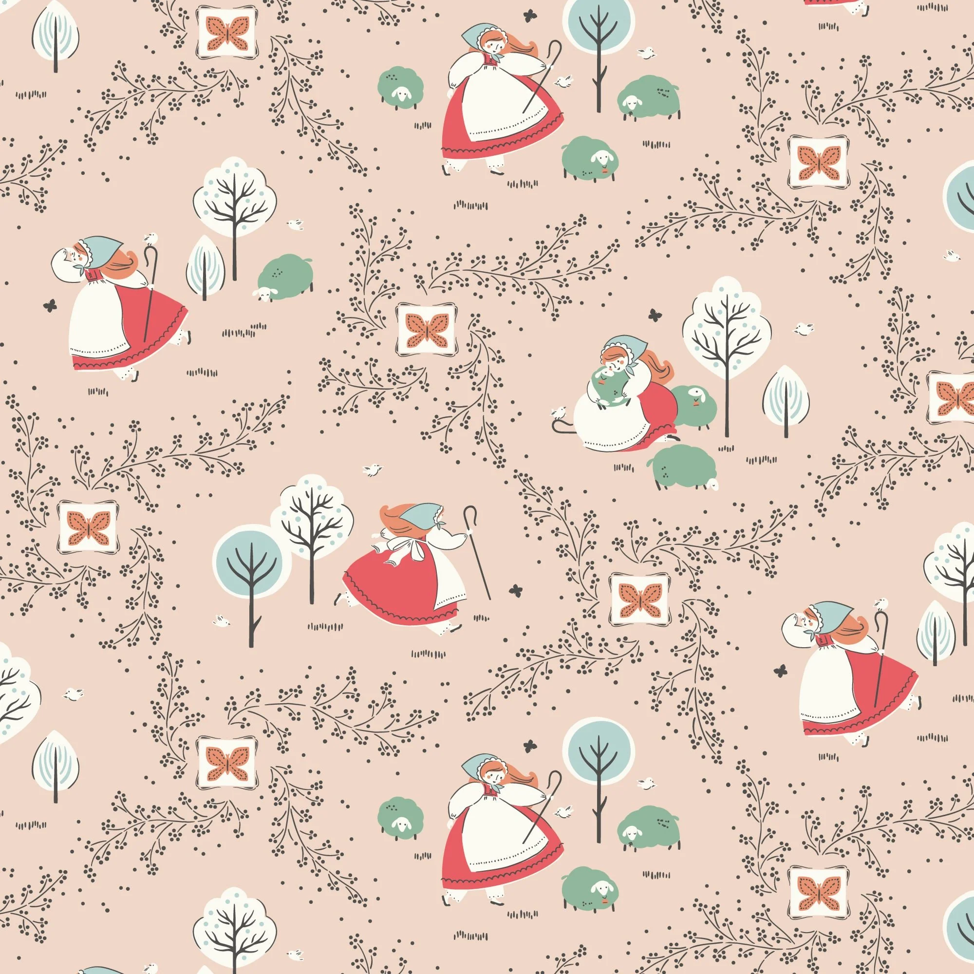 Bo Peep - Apricot - Little Bo - Kimberly Morgan - Cloud 9 Fabrics - Poplin - Image 3