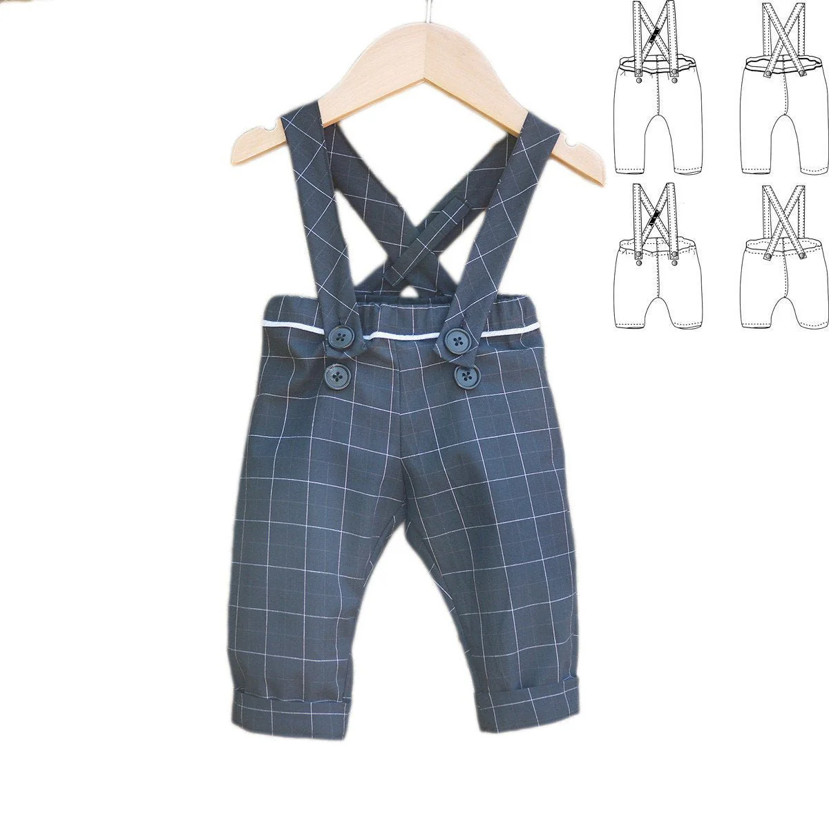 Brighton Pants/Shorty with Shoulder Straps Sewing Pattern - Baby 6m/4y - Ikatee - Image 4