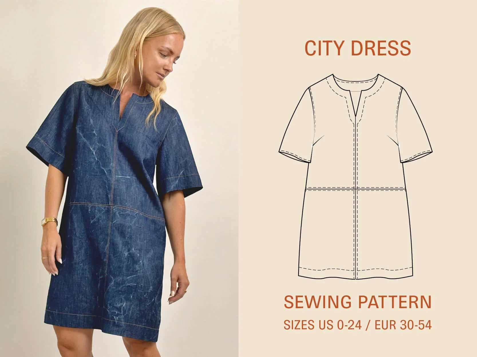 City Dress Womens Paper Pattern - Wardrobe by Me