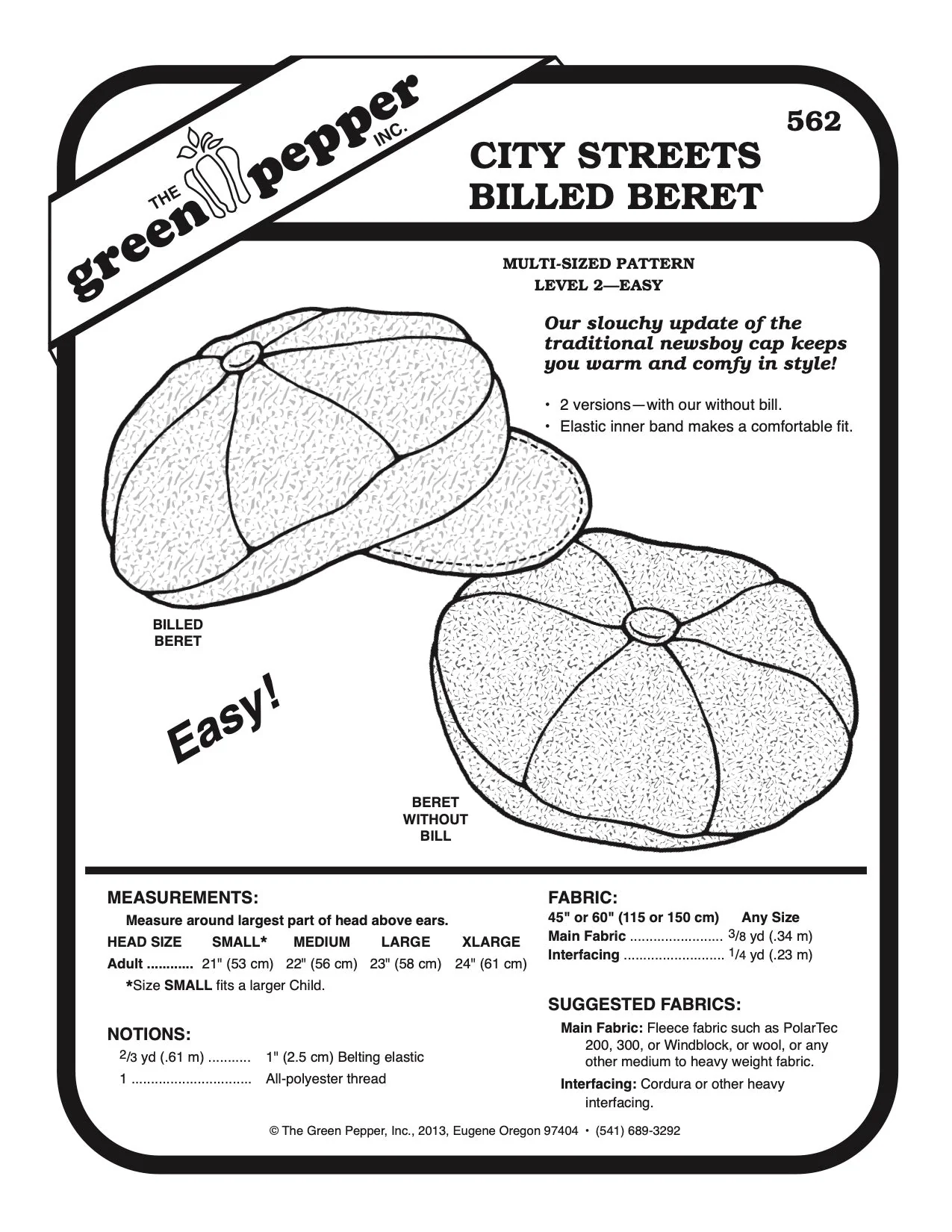 City Streets Billed Beret Pattern - 562 - The Green Pepper Patterns - Image 2