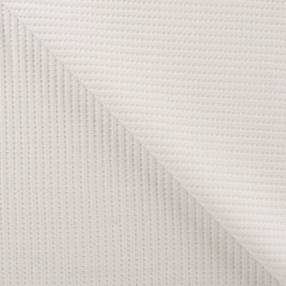Cotton Waffle Tricot - European Import - Optical White - Image 3