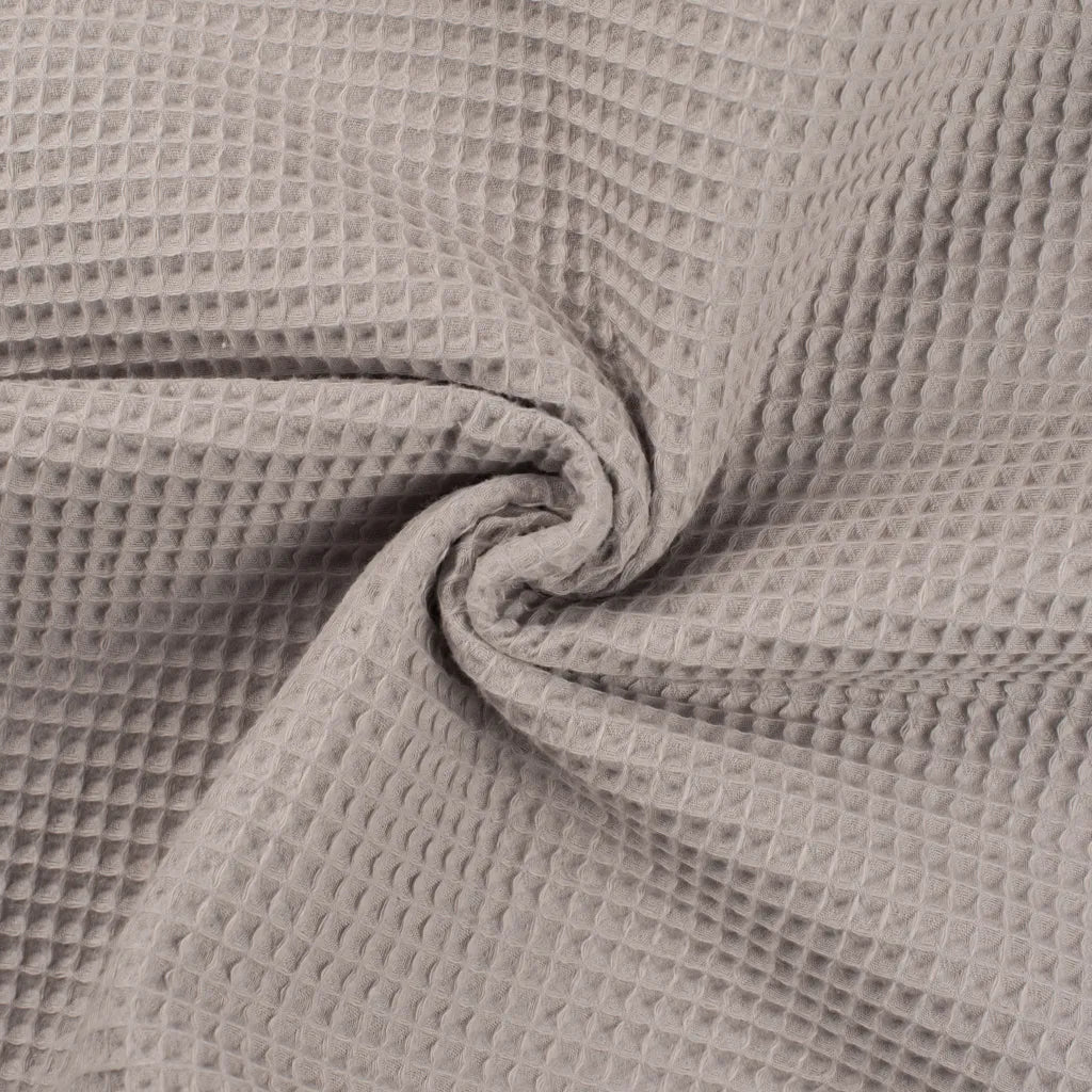 Cotton Waffle Weave - European Import - Silver/Light Taupe