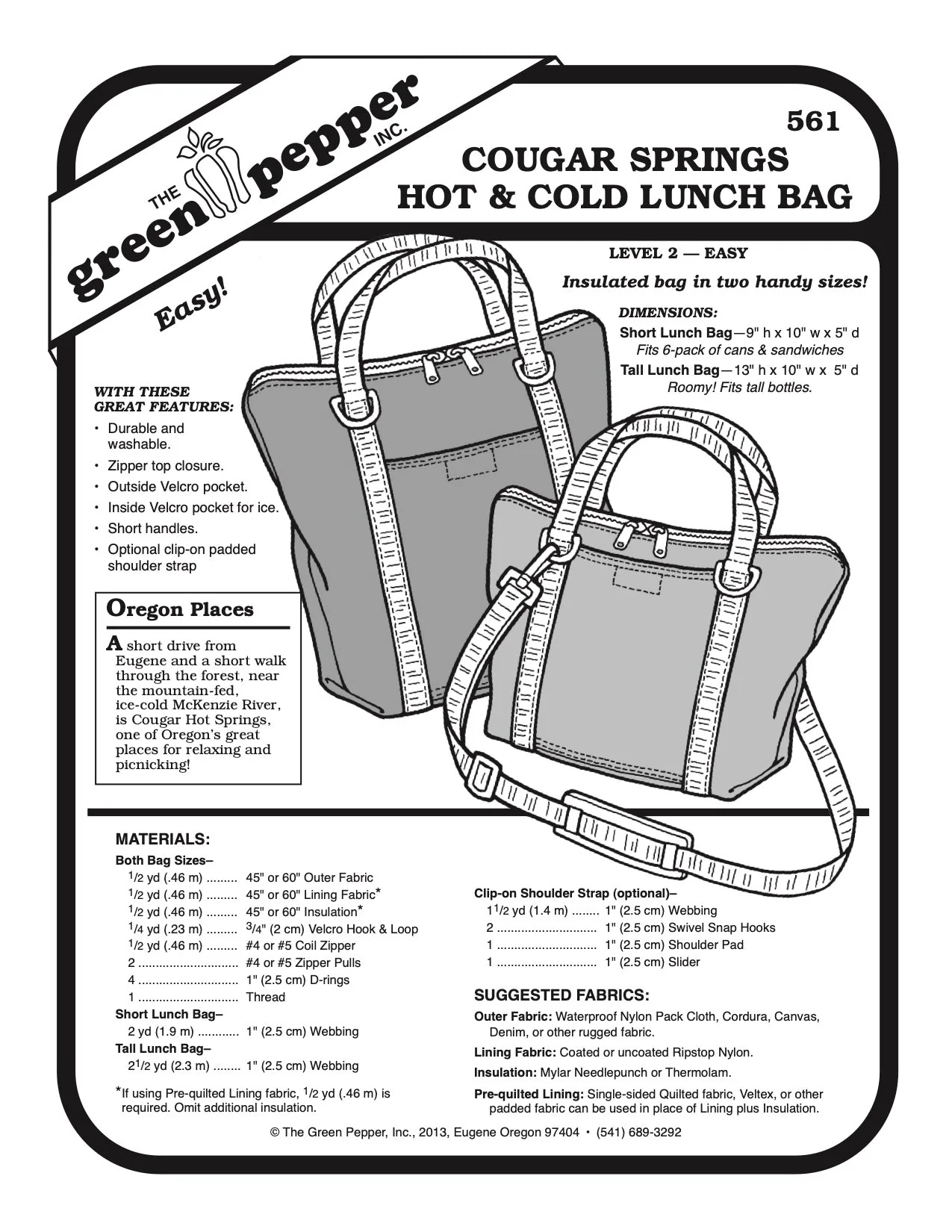 Cougar Springs Hot & Cold Lunch Bag Pattern - 561 - The Green Pepper Patterns - Image 2