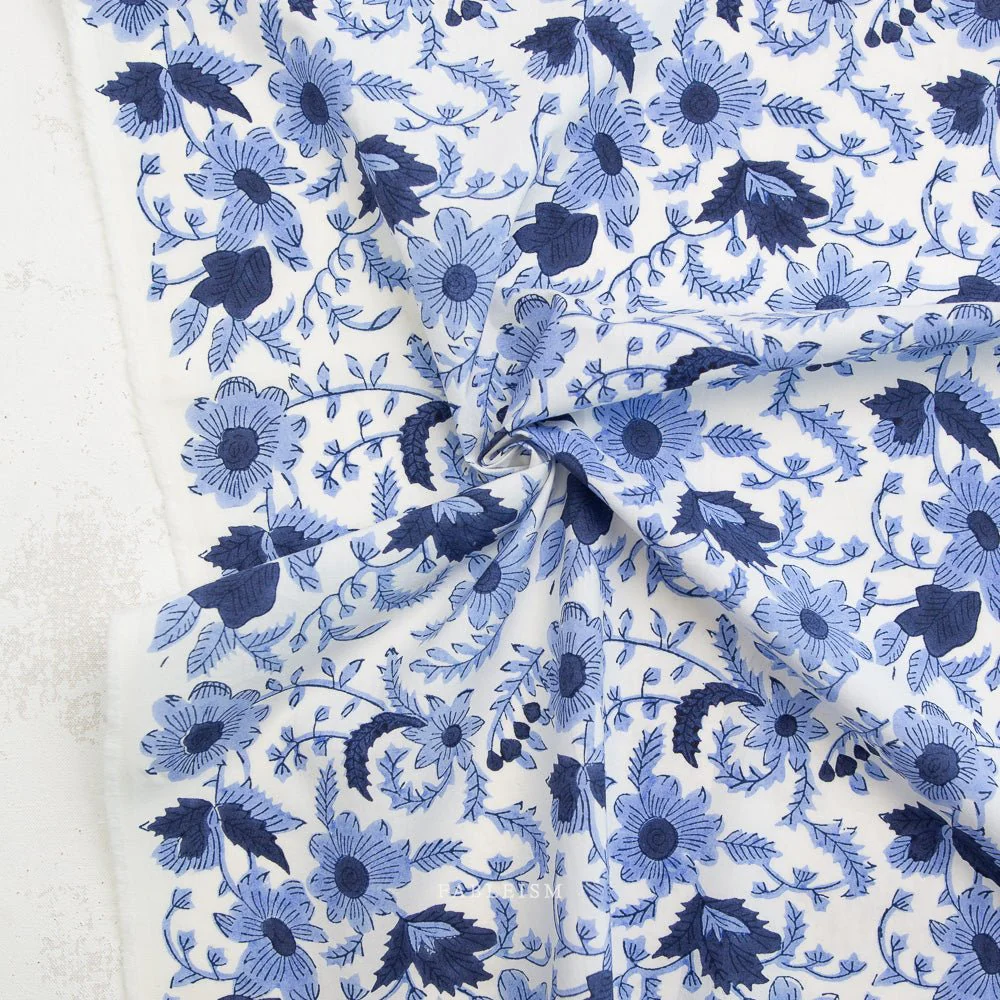 Country Floral - Blue - Indian Block Prints Cottage - Fableism Supply Co. - Image 2