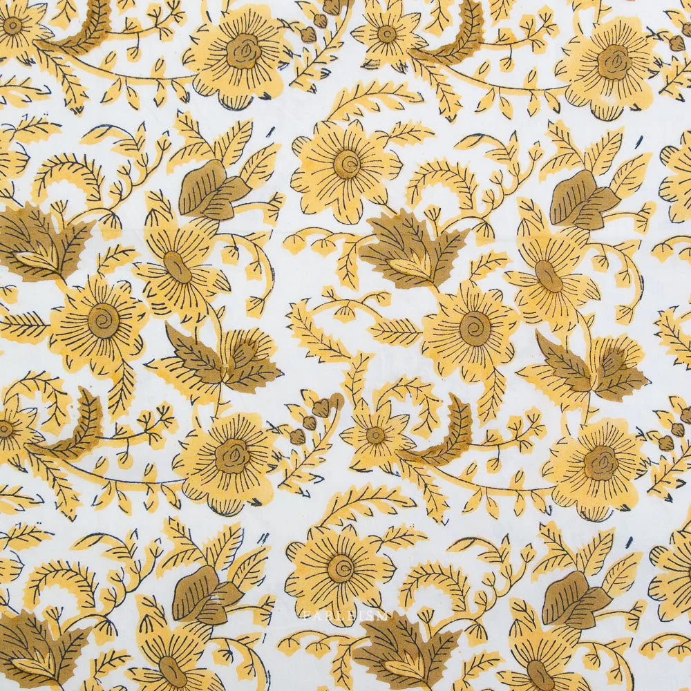 Country Floral - Yellow - Indian Block Prints Cottage - Fableism Supply Co.