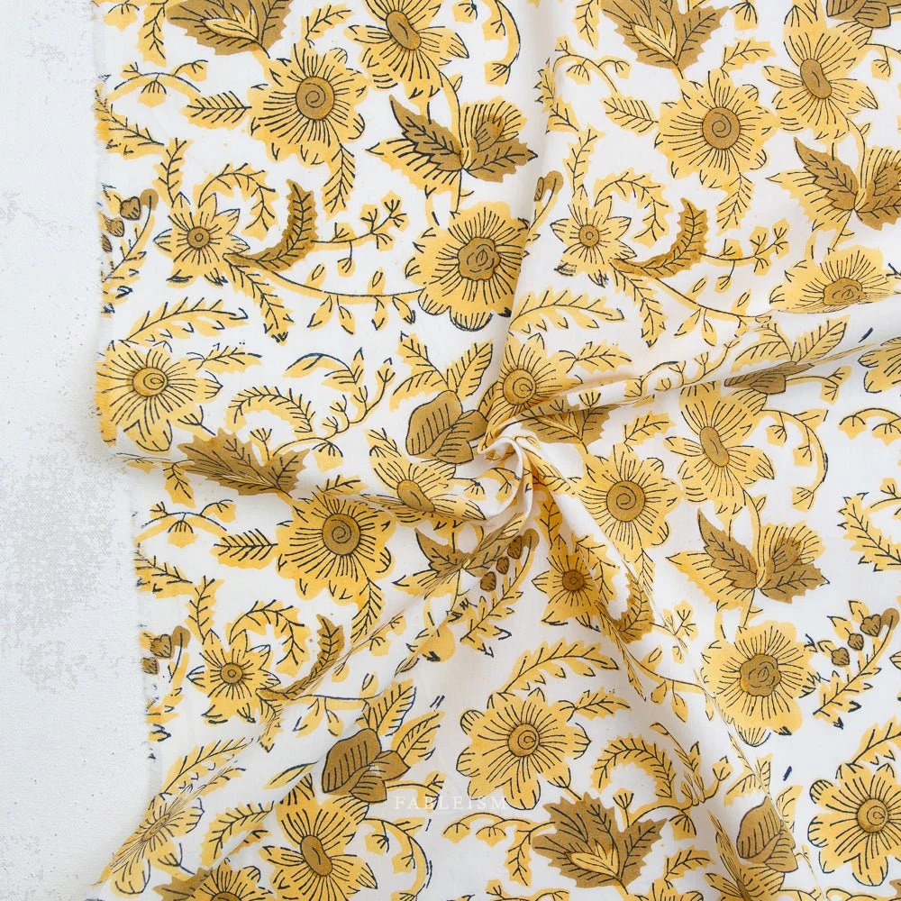 Country Floral - Yellow - Indian Block Prints Cottage - Fableism Supply Co. - Image 2