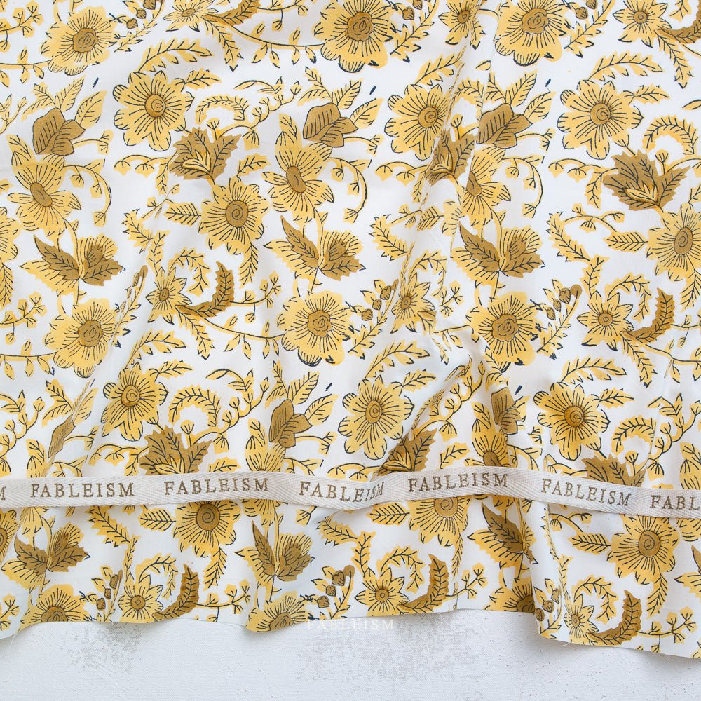 Country Floral - Yellow - Indian Block Prints Cottage - Fableism Supply Co. - Image 3