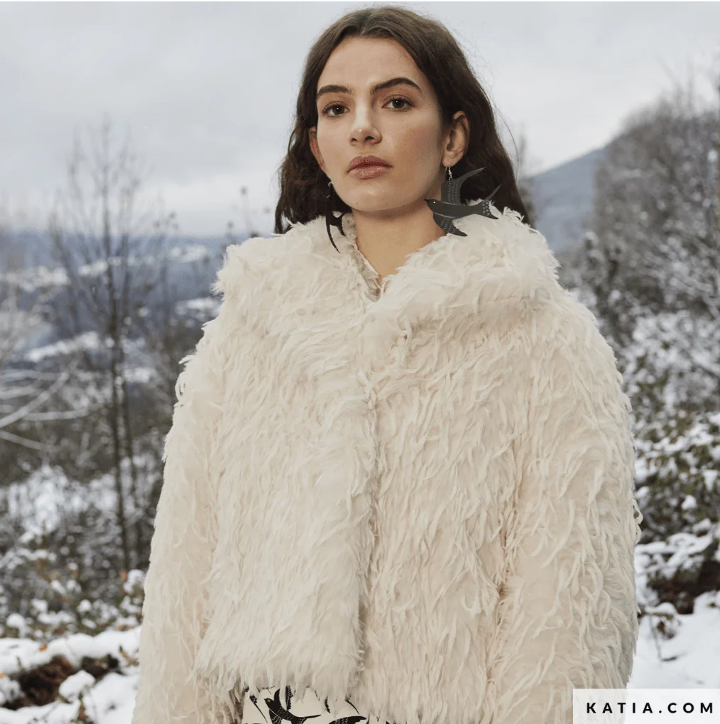 Cream Feather Hair Vegan Faux Fur - Katia - Image 2