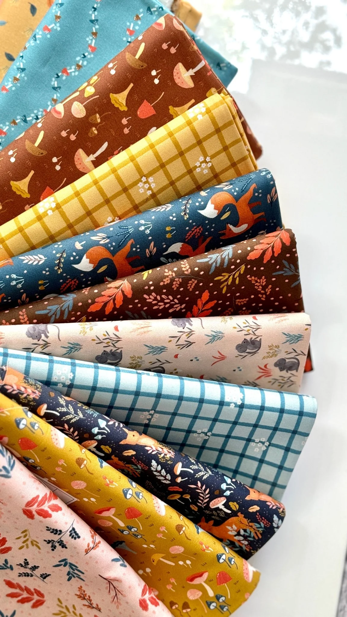 Daisy Plaid - Gold - Woodland Creatures - Dominika Godette - Cloud 9 Fabrics - Poplin - Image 4
