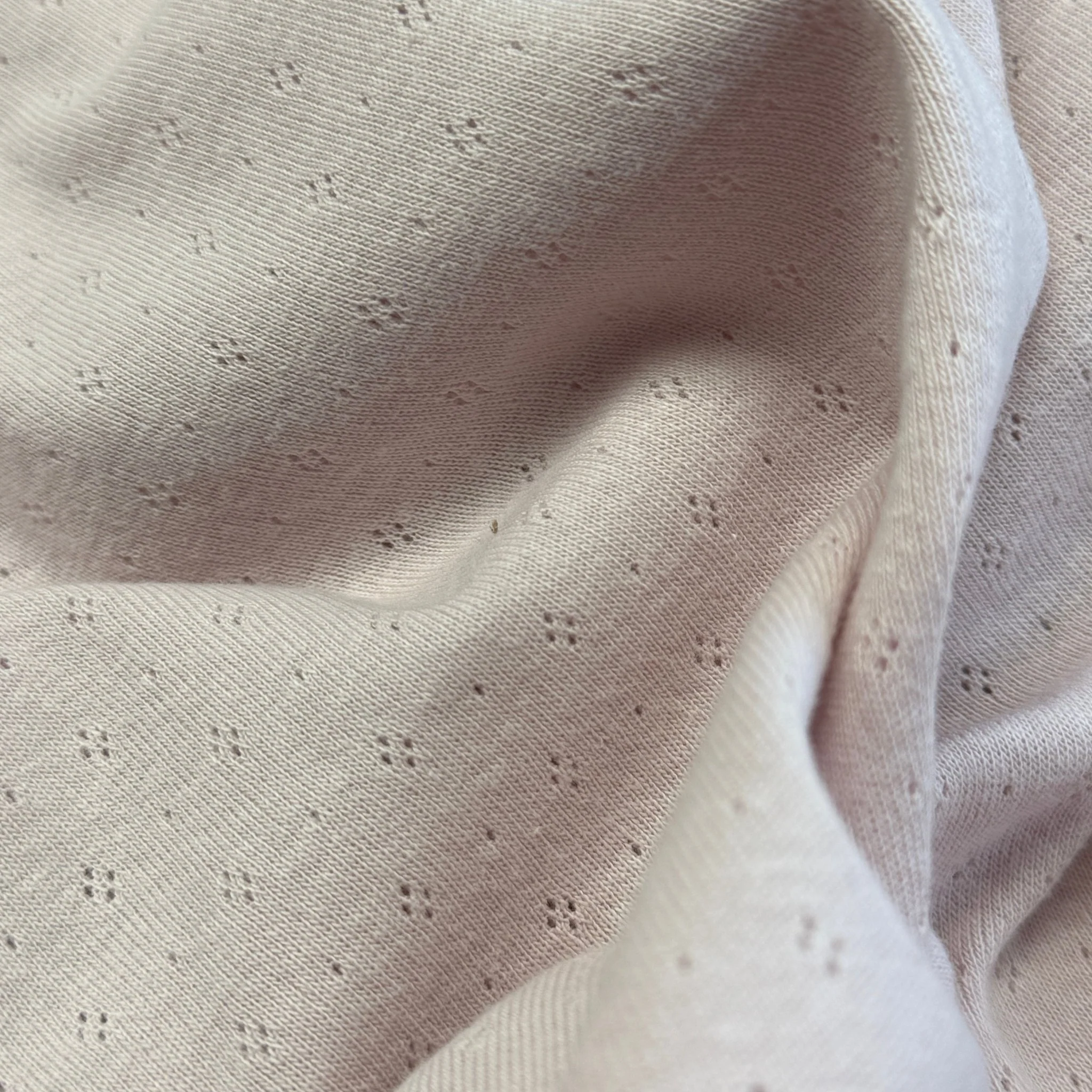 Delicate Diamonds Pointelle Knit Fabric - Organic Cotton - Light Lilac