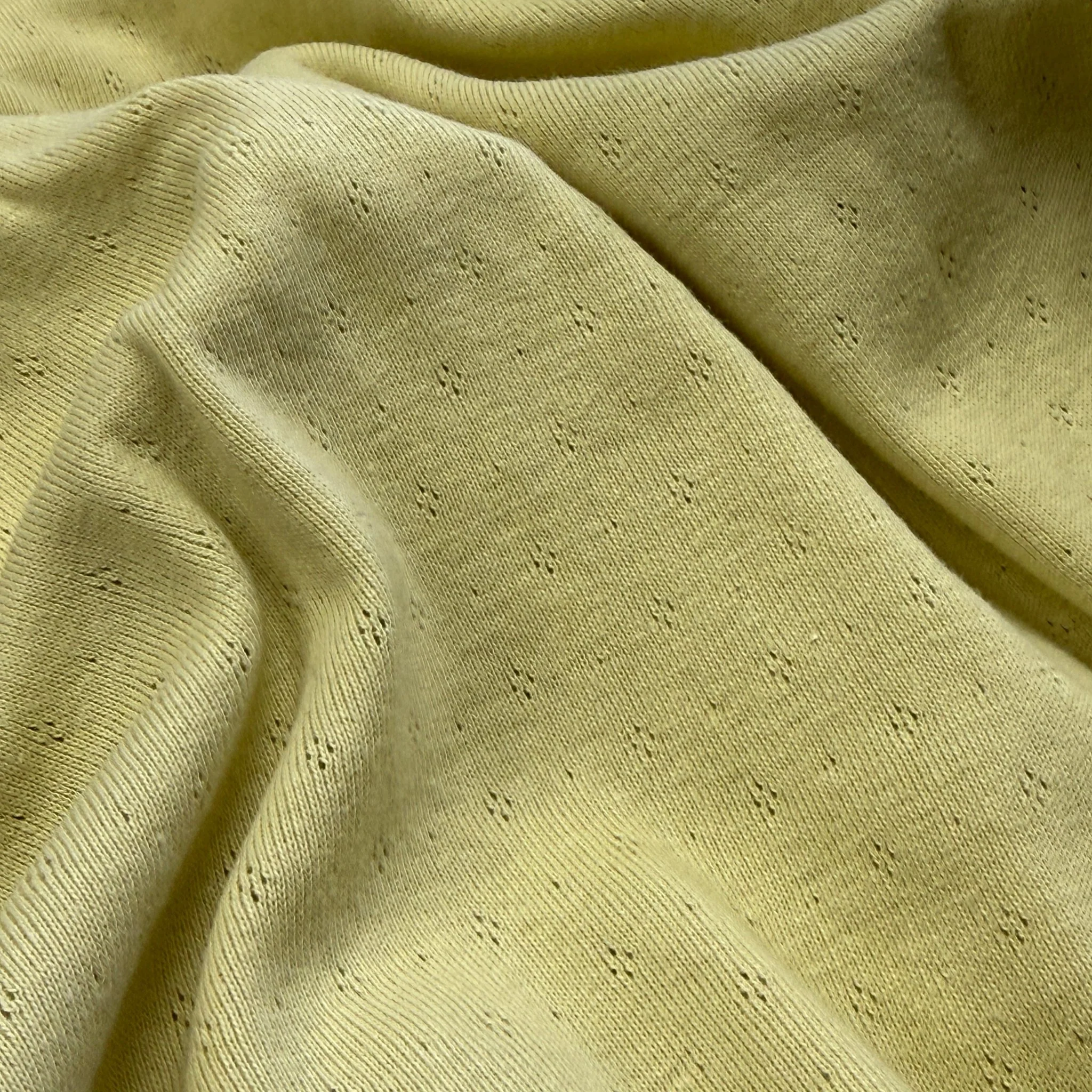 Delicate Diamonds Pointelle Knit Fabric - Organic Cotton - Warm Chamomille