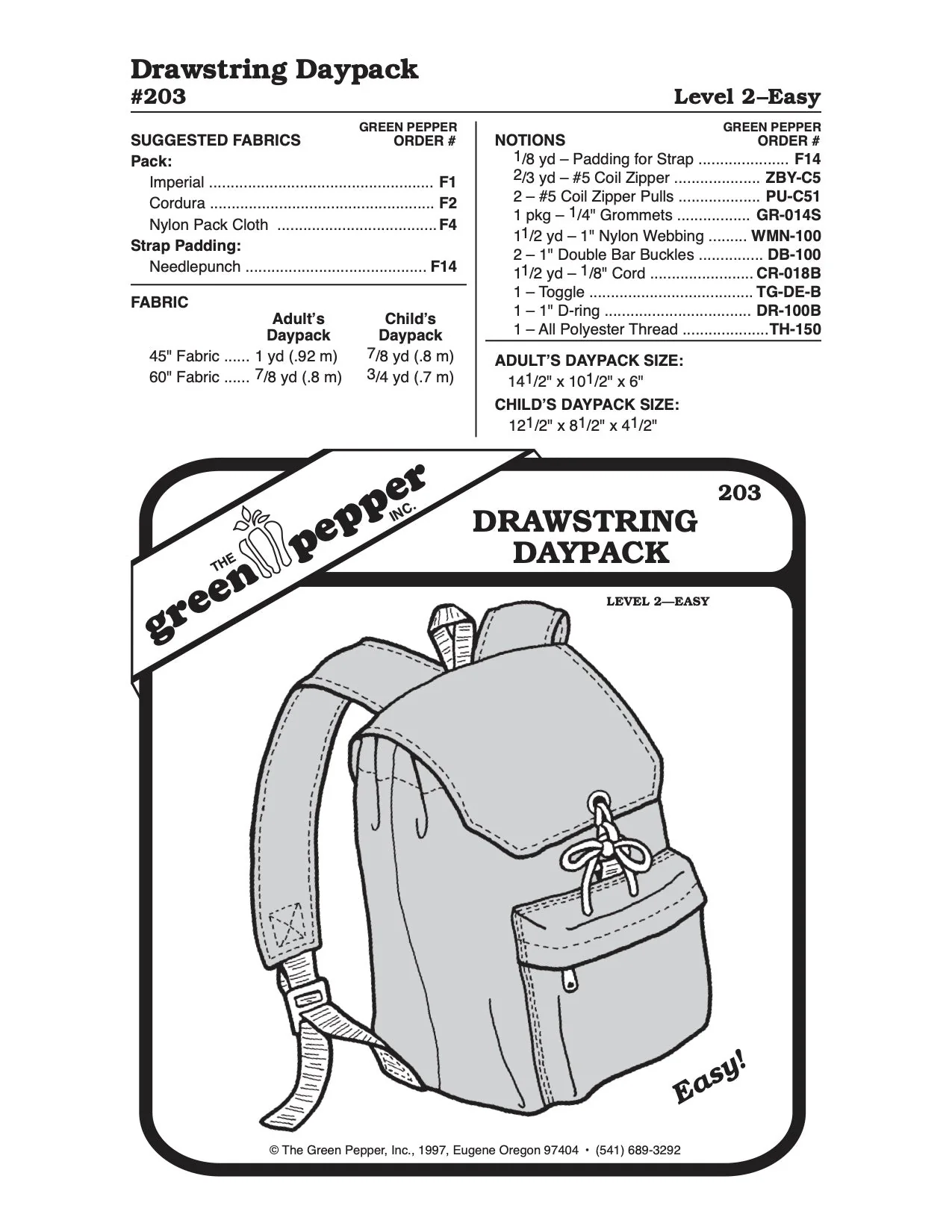 Drawstring Daypack Pattern - 203 - The Green Pepper Patterns - Image 2
