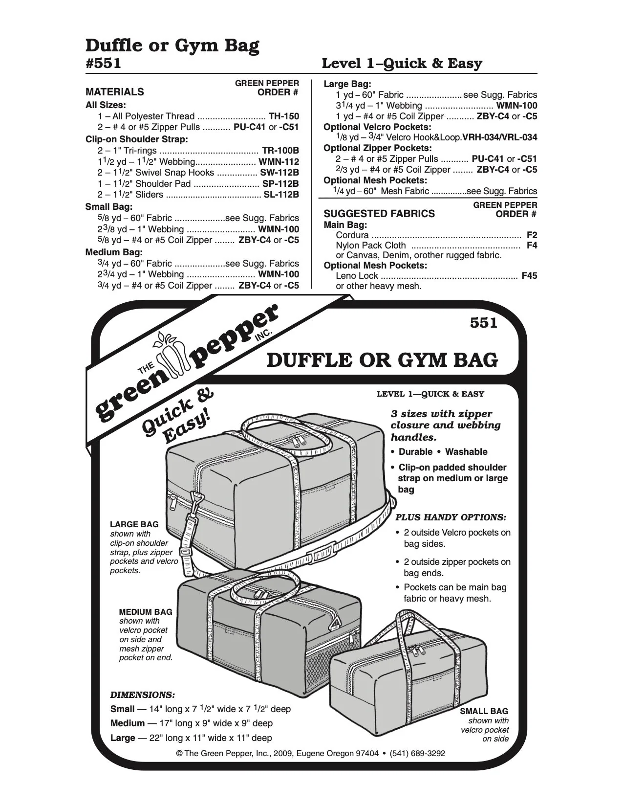 Duffle or Gym Bag Pattern - 551 - The Green Pepper Patterns - Image 2