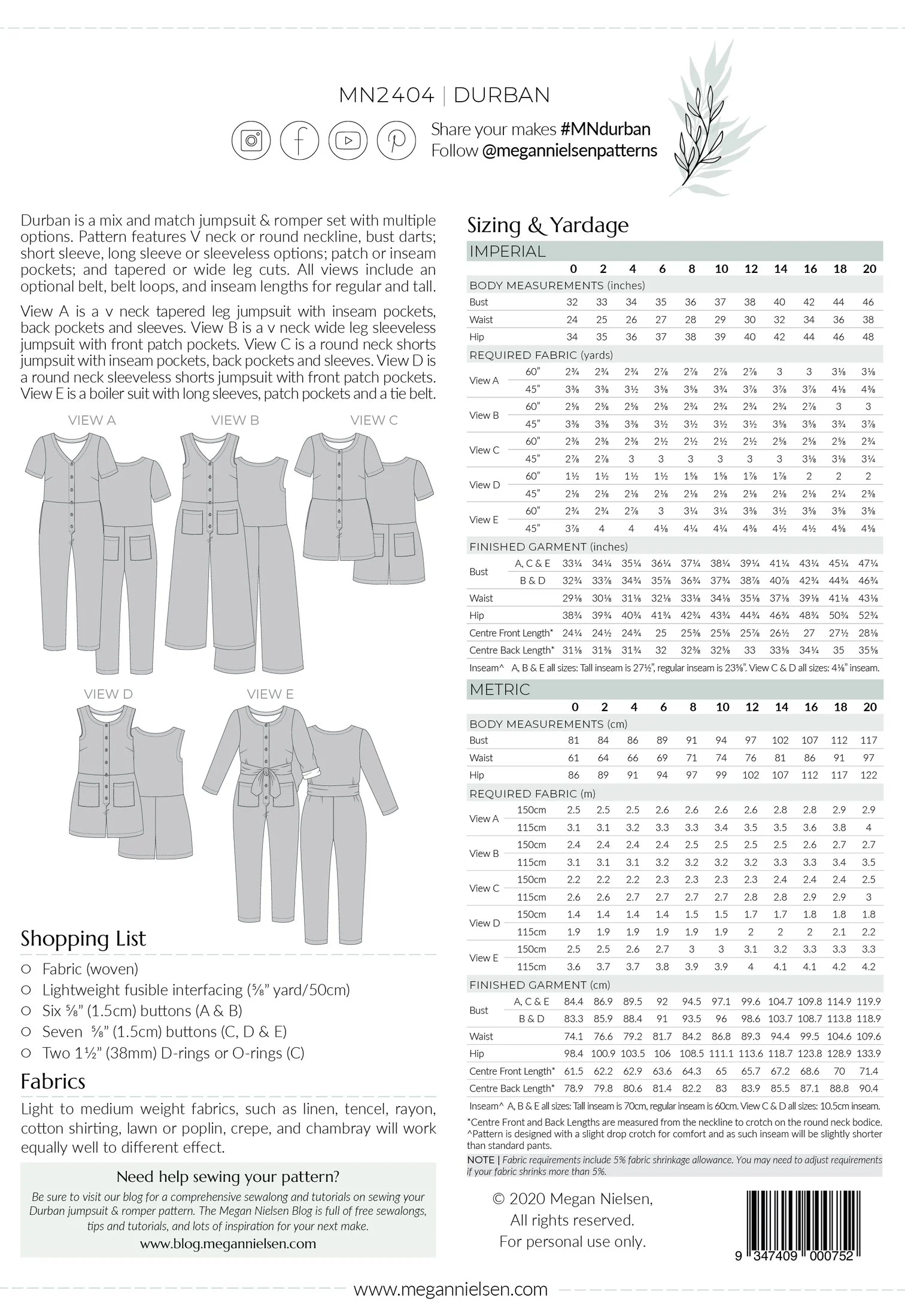 Durban Jumpsuit & Romper - Megan Nielsen Patterns - Sewing Pattern - Image 46
