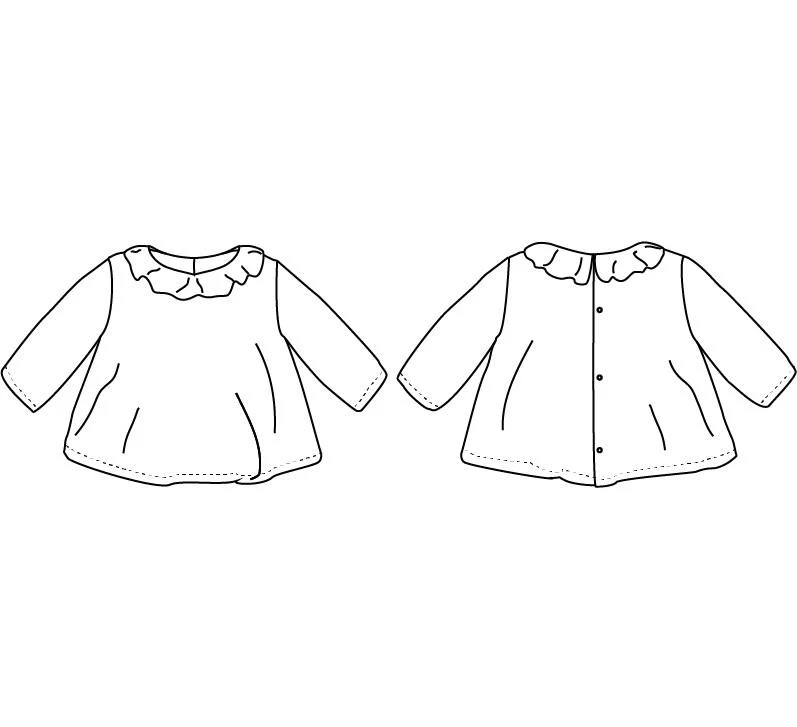 Electre Frilled Collard Blouse Sewing Pattern- Baby 1/4Y - Ikatee - Image 15