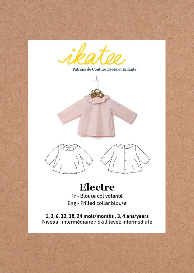 Electre Frilled Collard Blouse Sewing Pattern- Baby 1/4Y - Ikatee - Image 2
