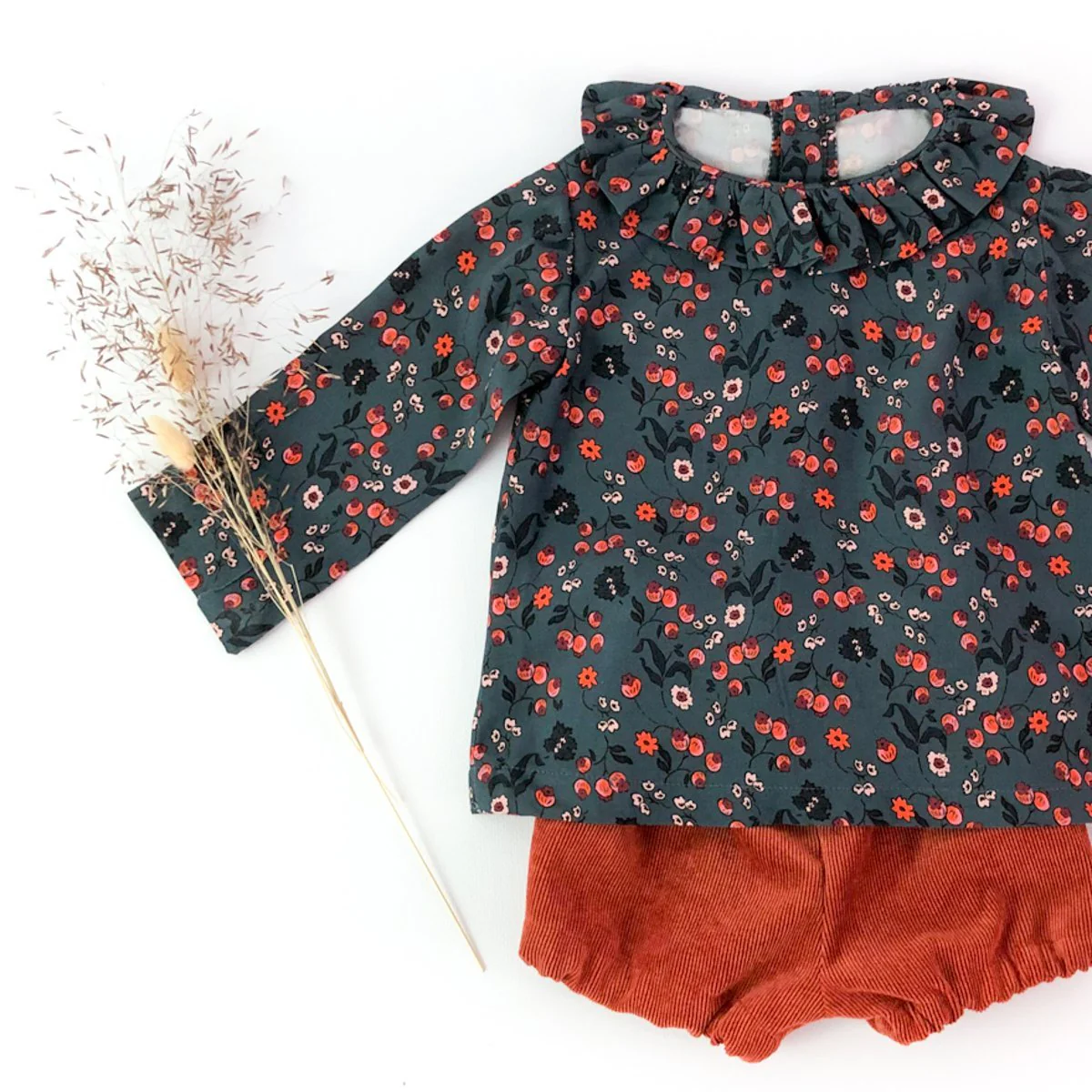 Electre Frilled Collard Blouse Sewing Pattern- Baby 1/4Y - Ikatee - Image 4