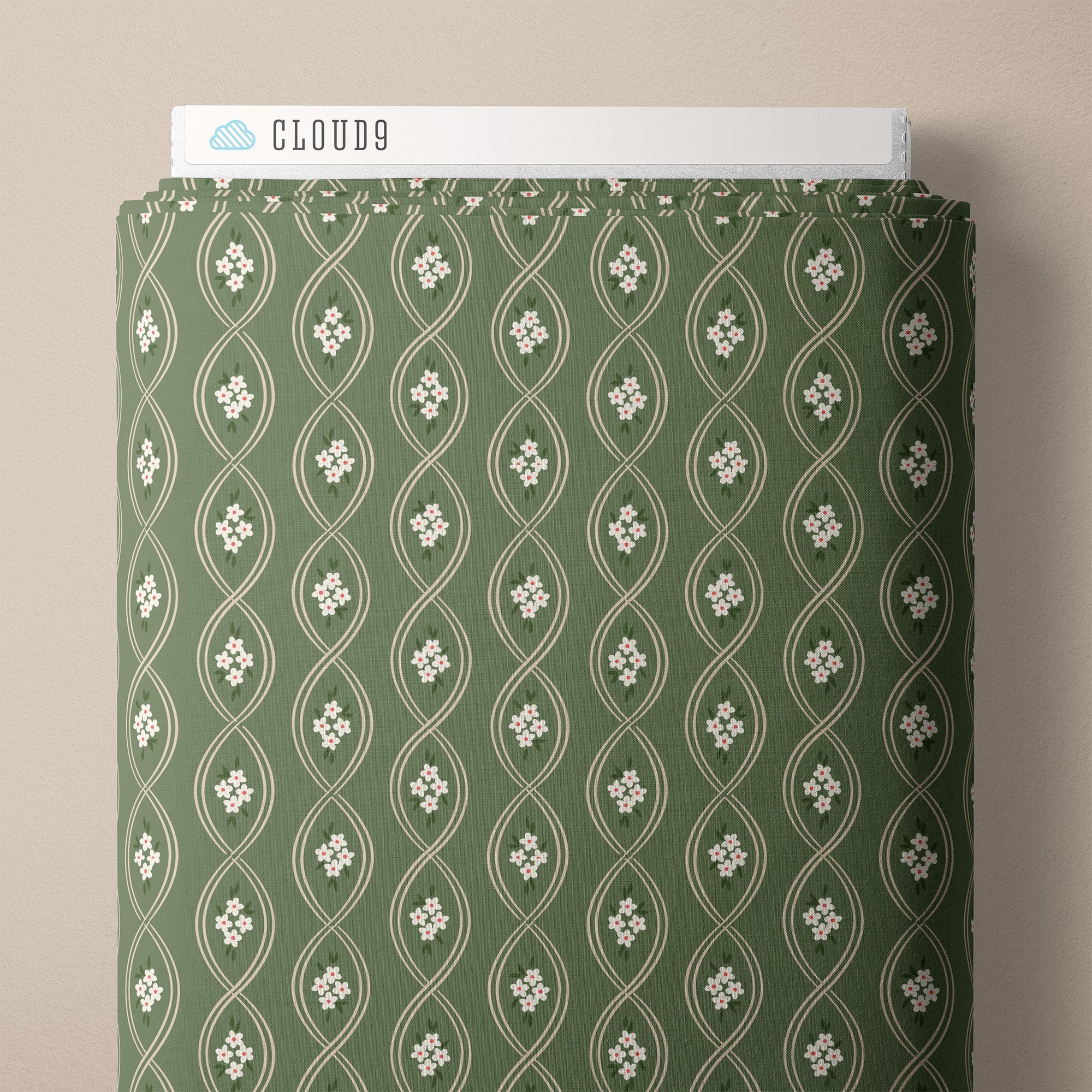 Entwined - Sage - Spring Showers - Ann Gardner - Cloud 9 Fabrics - Poplin
