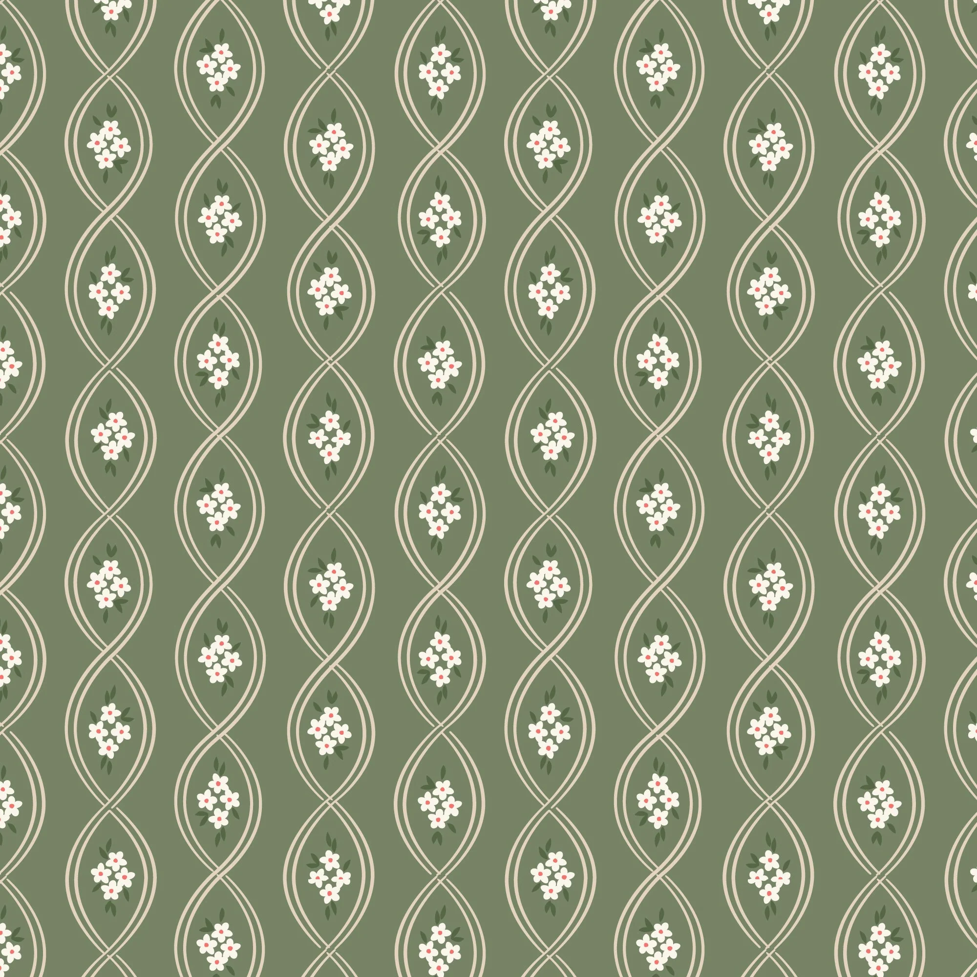Entwined - Sage - Spring Showers - Ann Gardner - Cloud 9 Fabrics - Poplin - Image 3