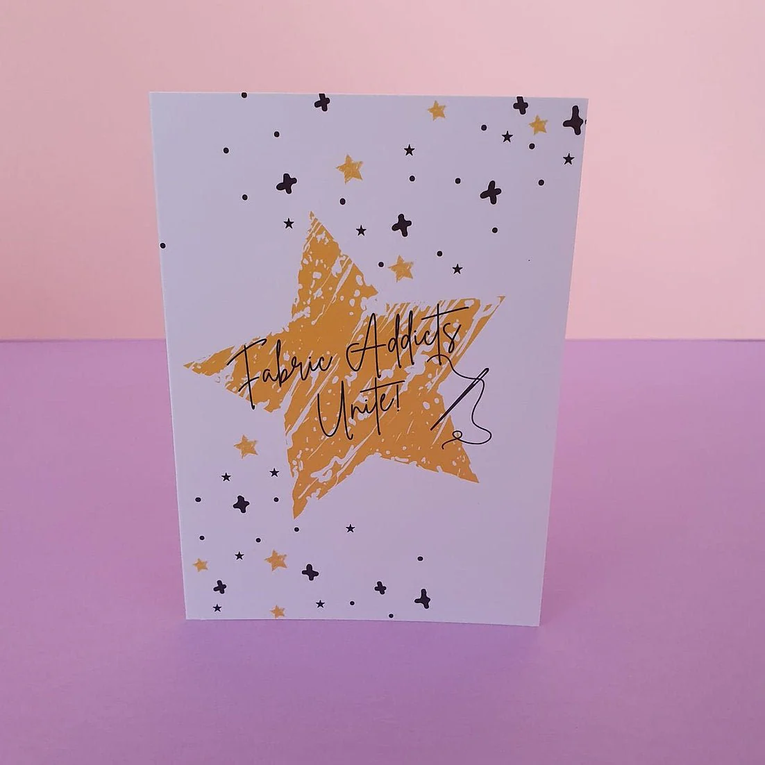 "FABRIC ADDICTS UNITE" Sewing Themed Greeting Card - Sew Anonymous - Image 2