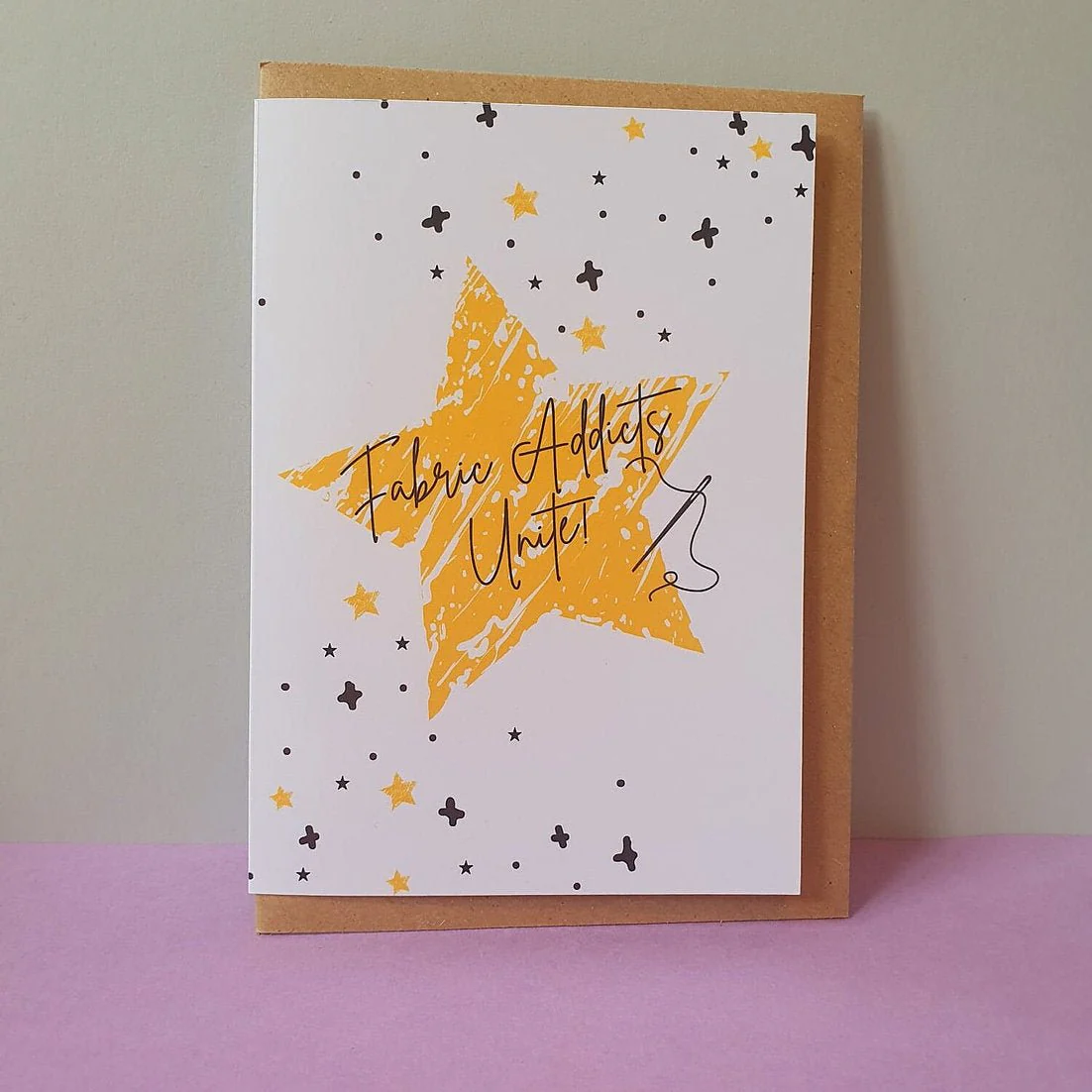 "FABRIC ADDICTS UNITE" Sewing Themed Greeting Card - Sew Anonymous - Image 3