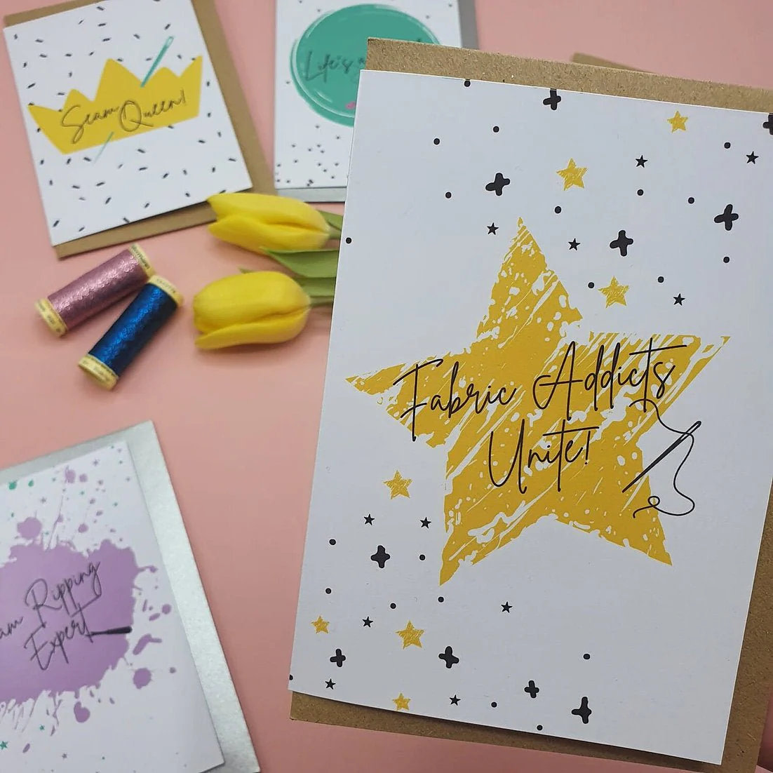 "FABRIC ADDICTS UNITE" Sewing Themed Greeting Card - Sew Anonymous - Image 5