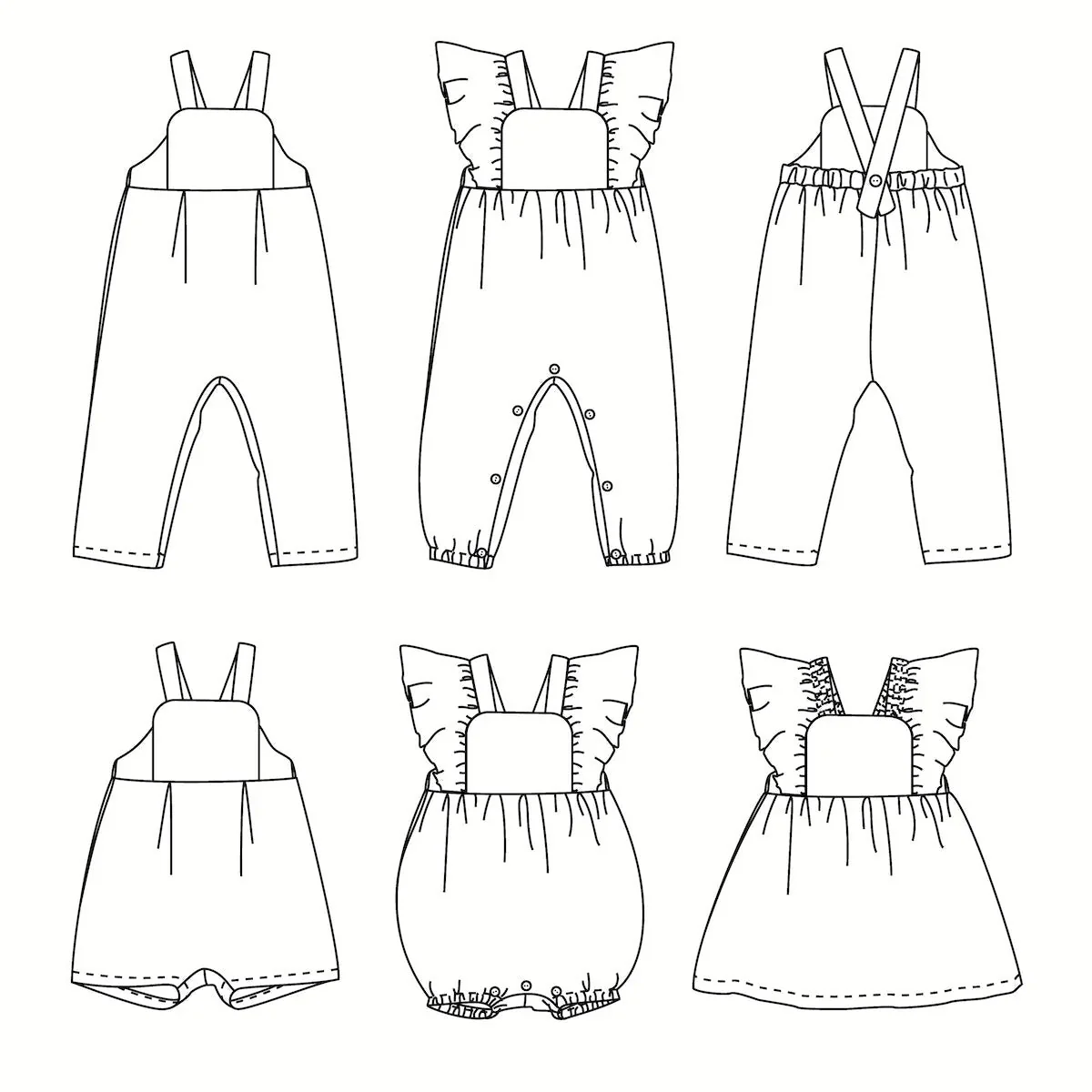 FARO Jumpsuit, Romper & Dress Paper Sewing Pattern - Baby 1M/24M - Ikatee - Image 18