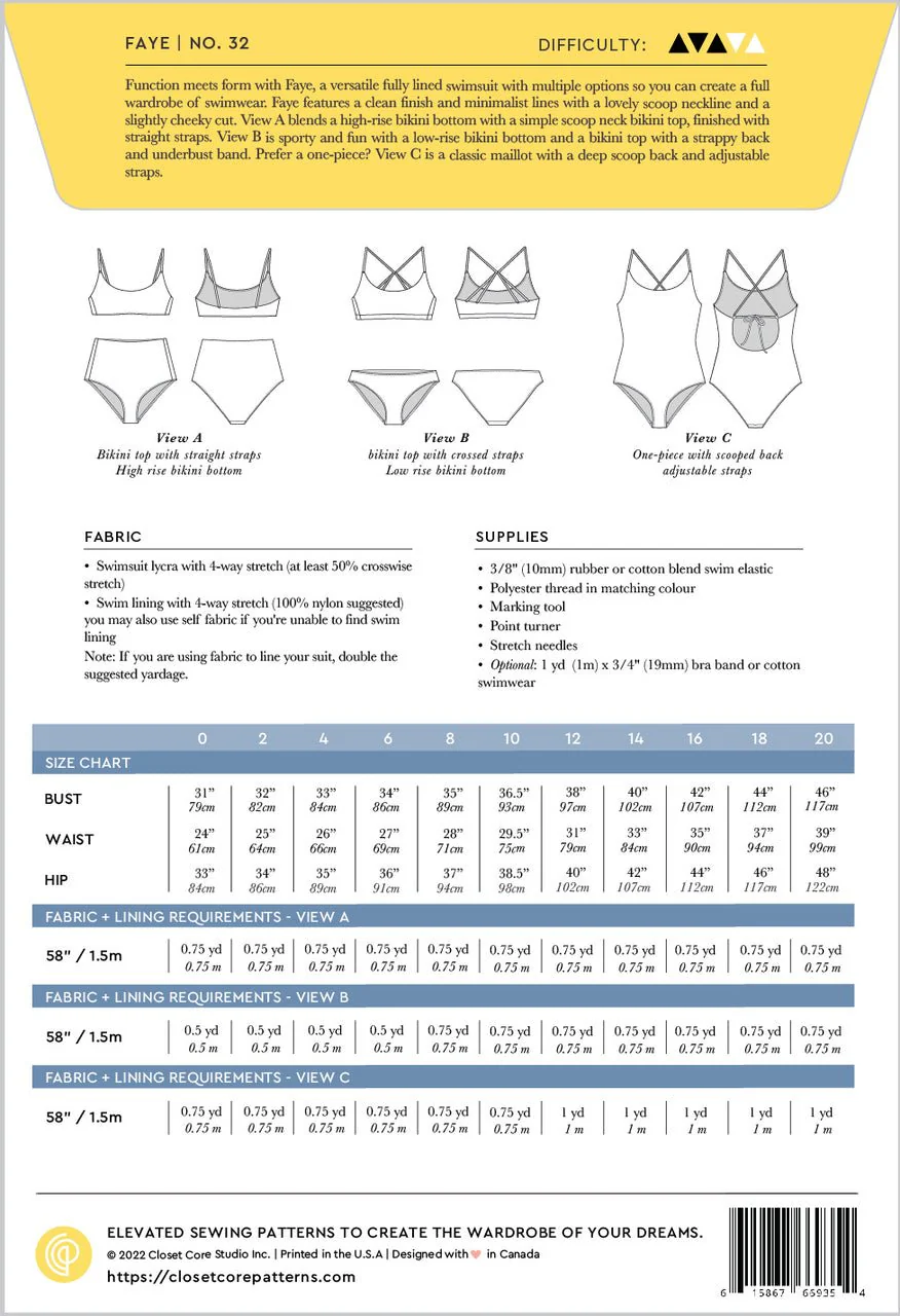 Faye Swimsuit Pattern (0-20) - Closet Core Patterns - Image 4