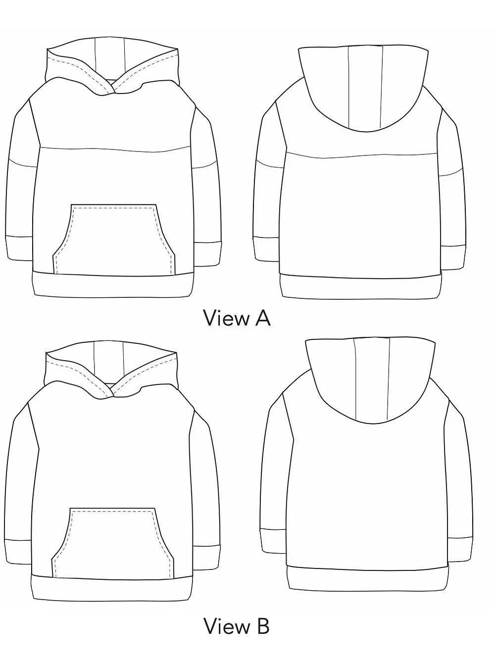 Finley Colour Blocked Hoodie - Kids Paper Sewing Pattern - Two Stitches Patterns - Image 11