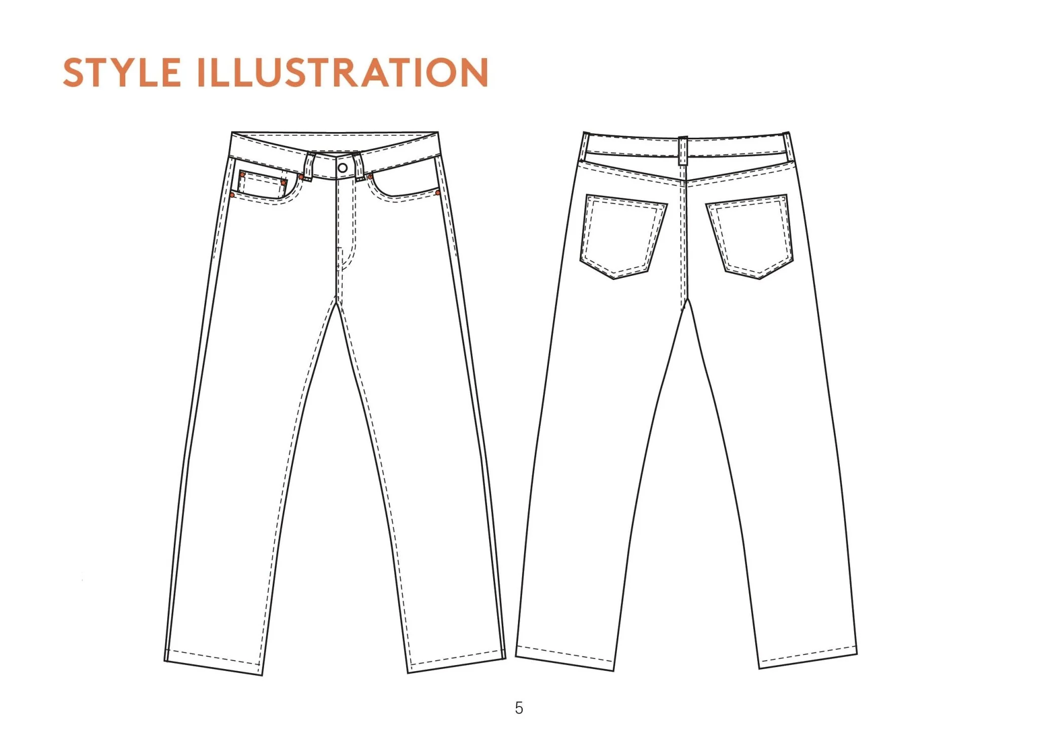 Five Pocket Jeans Mens Paper Pattern - Wardrobe by Me - Image 11