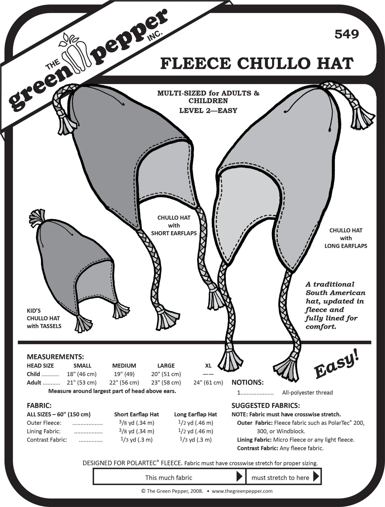 Fleece Chullo Hat PDF Pattern - 549 - The Green Pepper Patterns - Image 2
