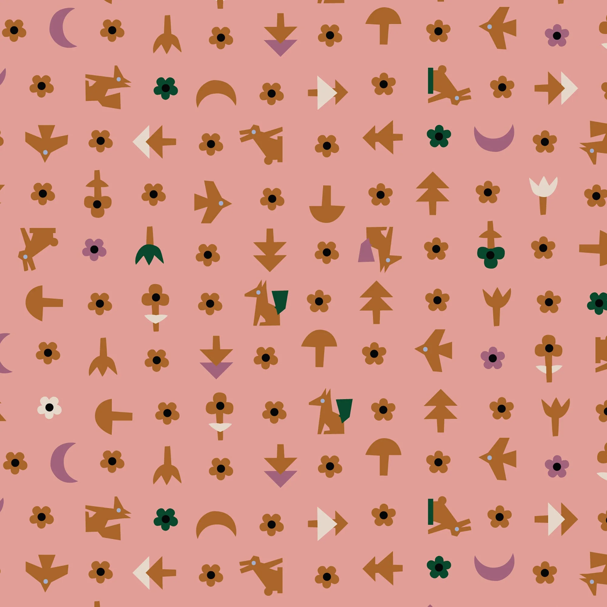 Free Bird - Pink - Fern Grove - Leah Duncan - Cloud 9 Fabrics - Poplin - Image 3