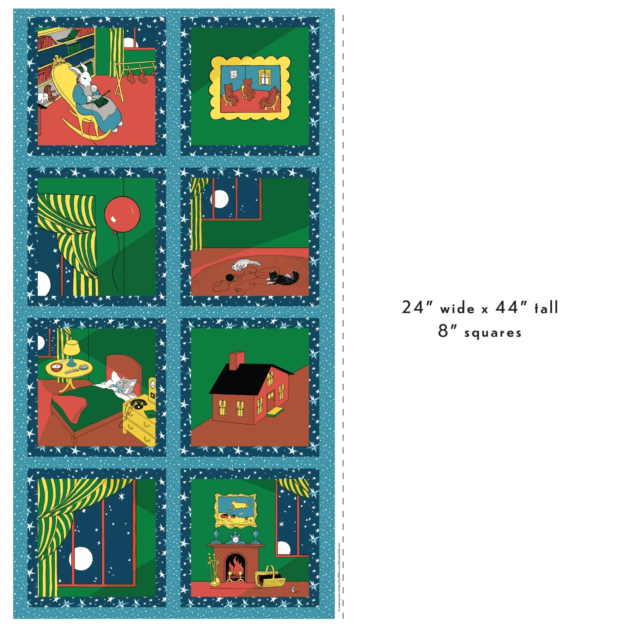 GNM Panel - Goodnight Moon - Margaret Wise Brown - Cloud 9 Fabrics - Poplin (per panel)