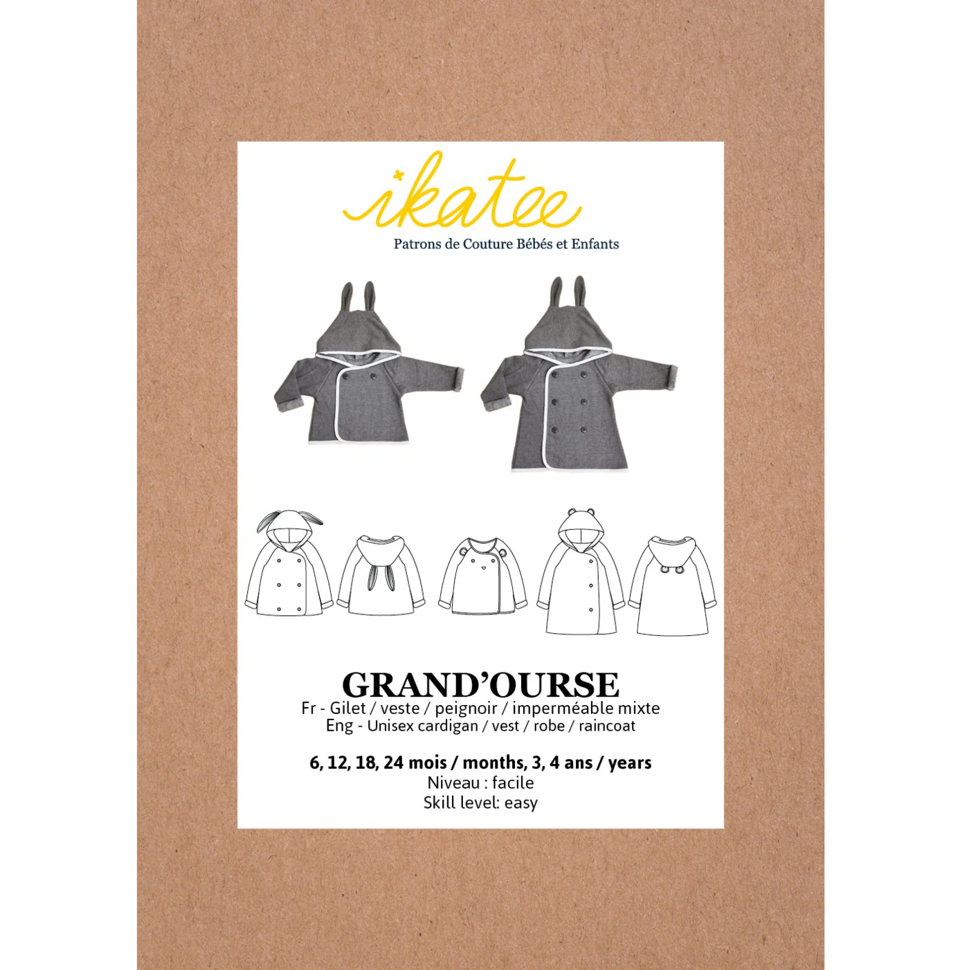 Grand'Ourse Cardigan & Jacket Sewing Pattern - Baby 6M/4Y - Ikatee - Image 2