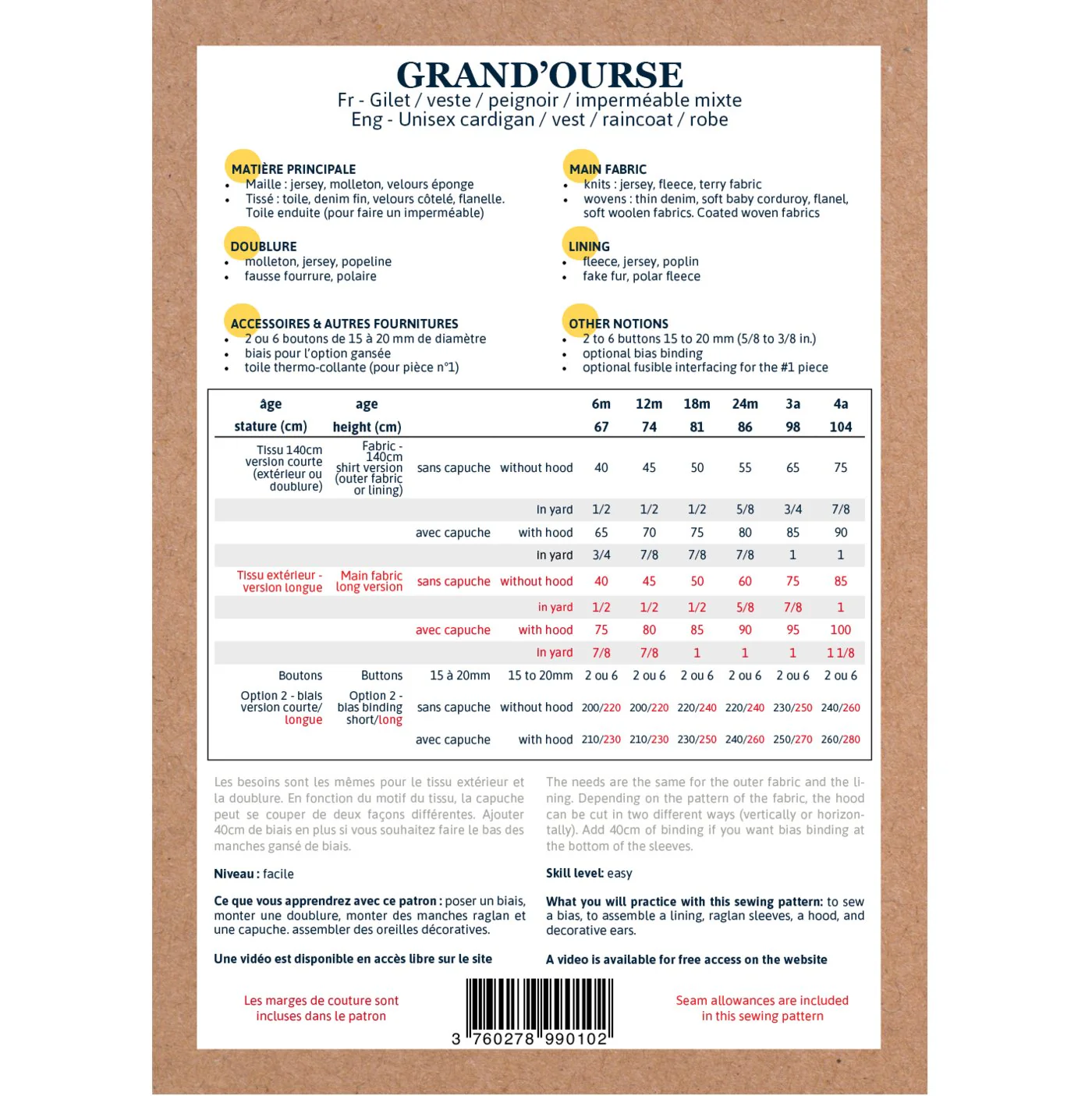 Grand'Ourse Cardigan & Jacket Sewing Pattern - Baby 6M/4Y - Ikatee - Image 21