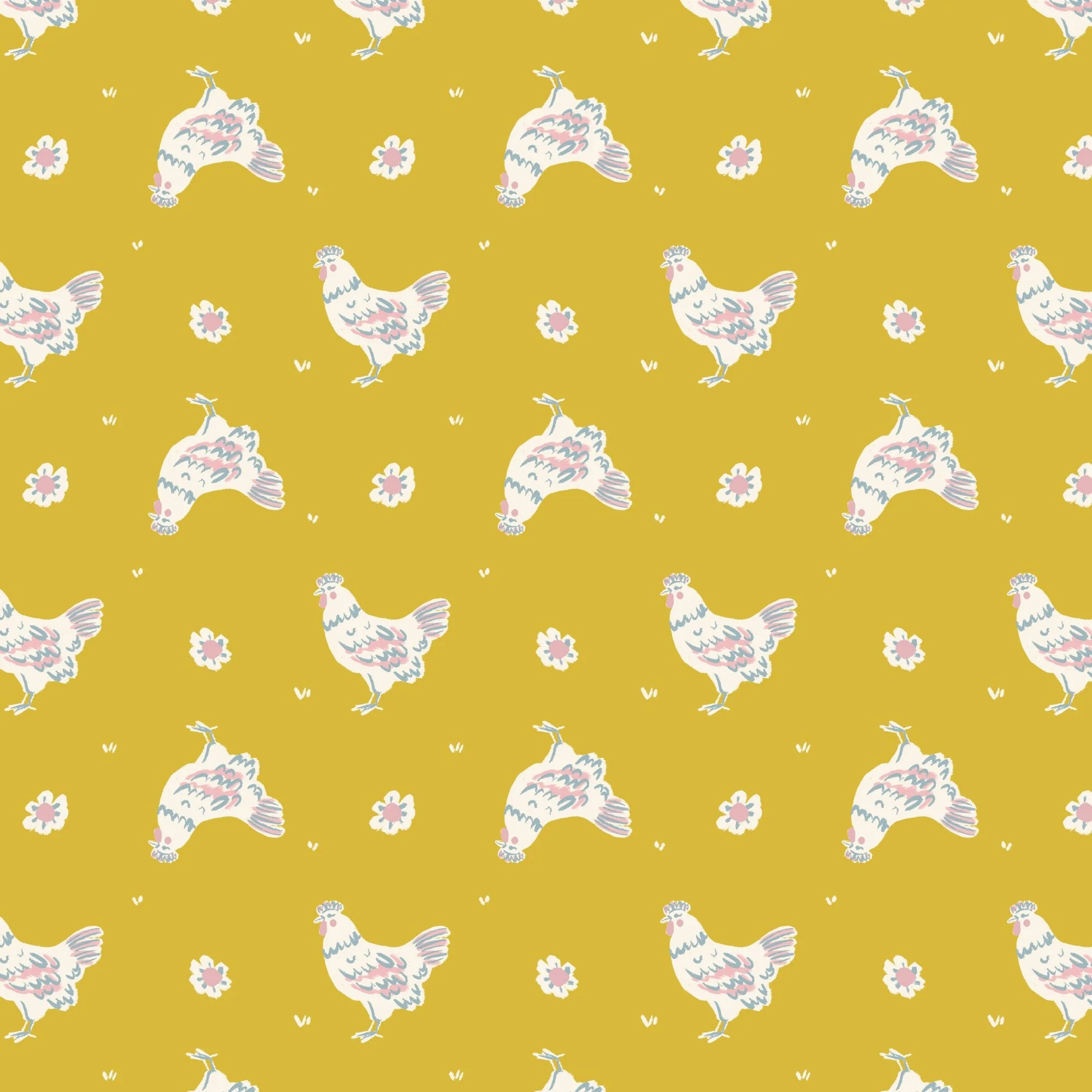 Happy Hens - Gold - Happy Homestead - Samantha Johnson - Cloud 9 Fabrics - Poplin - Image 3