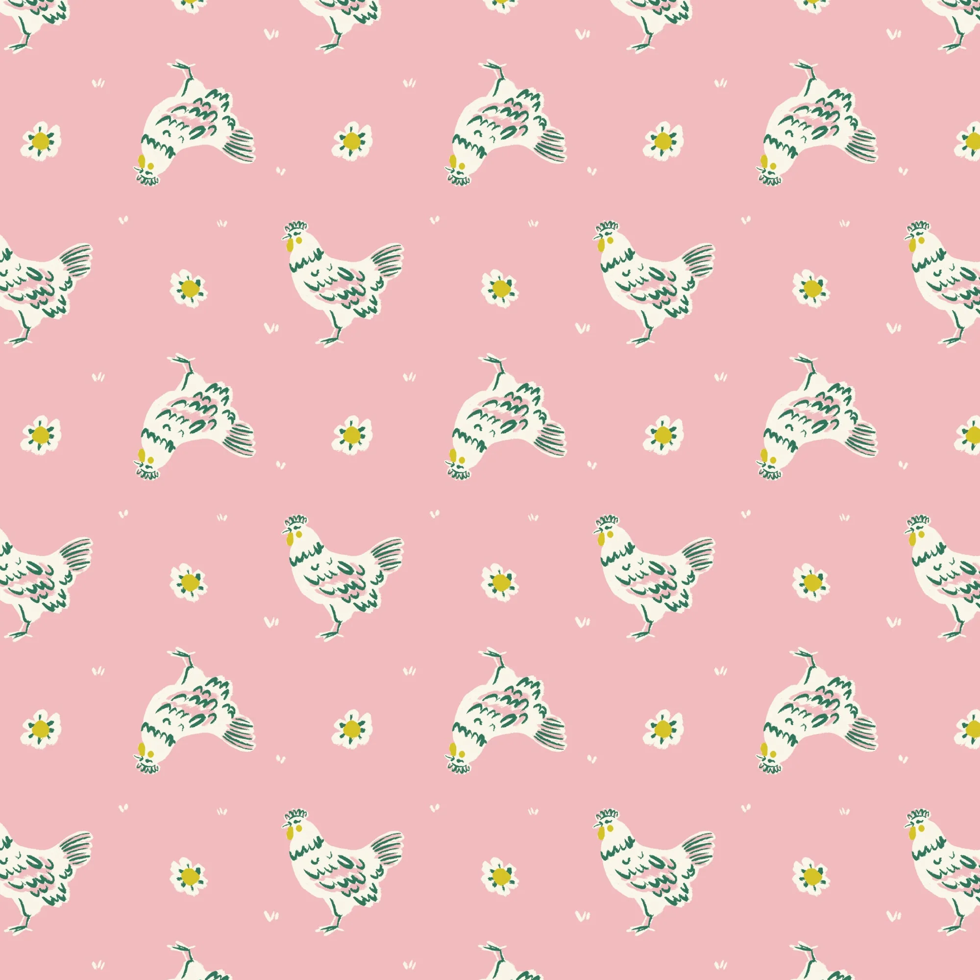 Happy Hens - Pink - Happy Homestead - Samantha Johnson - Cloud 9 Fabrics - Poplin - Image 3