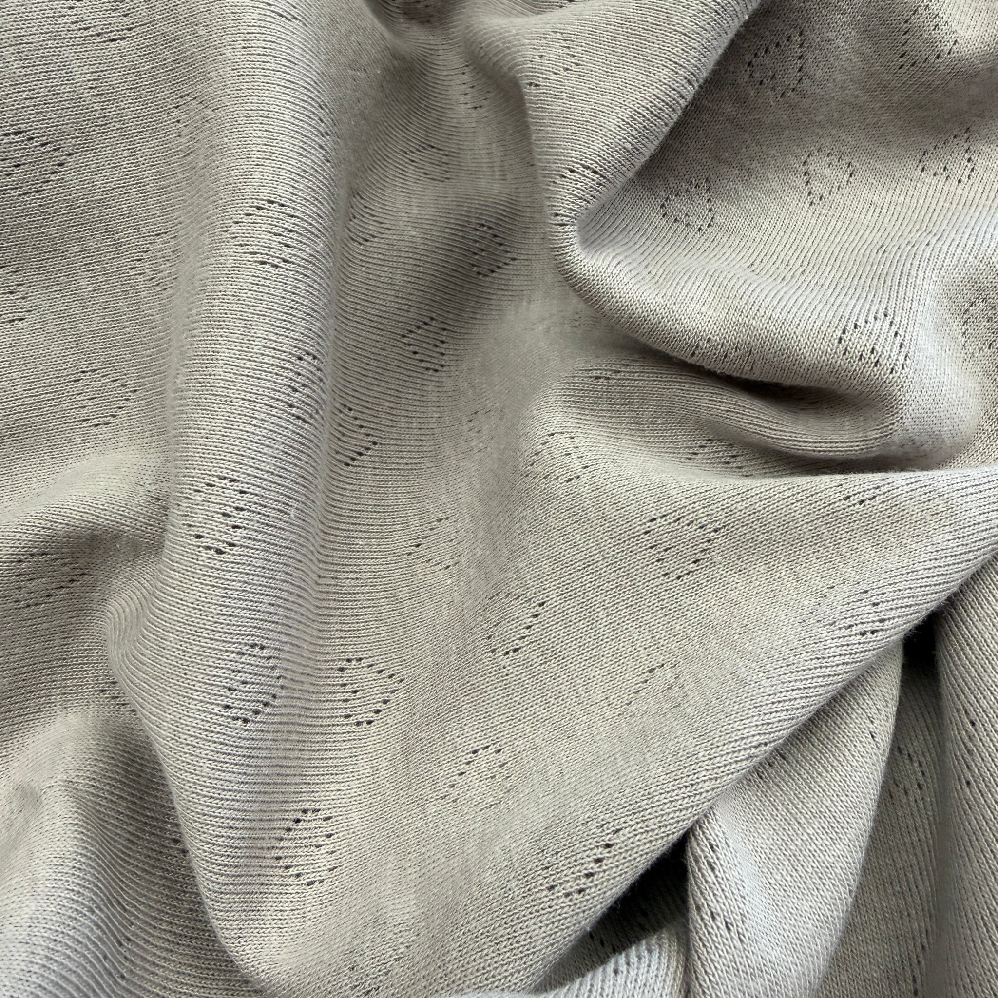 Heart Pointelle Knit Fabric - Organic Cotton - Soft Taupe Mist